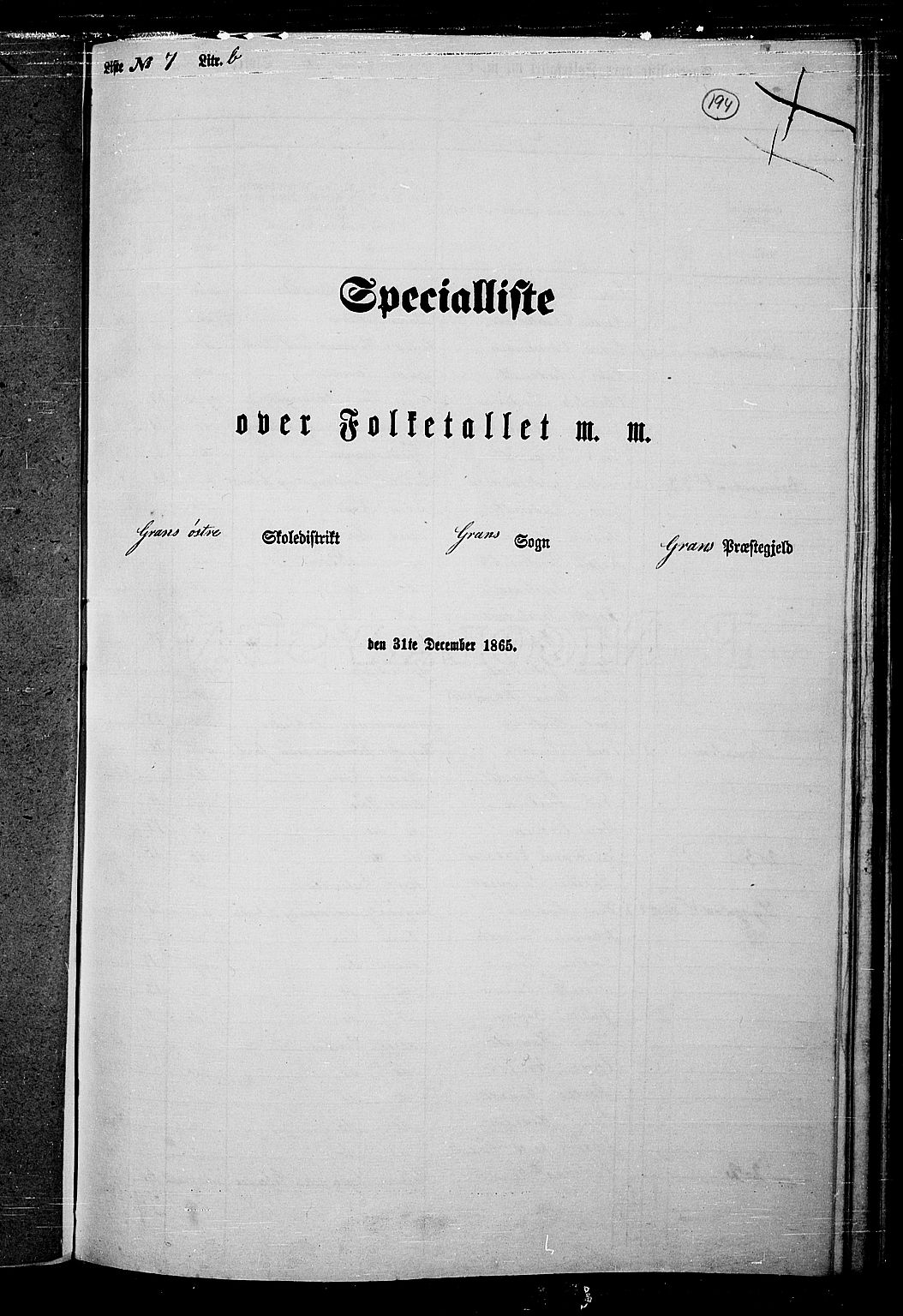 RA, Folketelling 1865 for 0534P Gran prestegjeld, 1865, s. 374