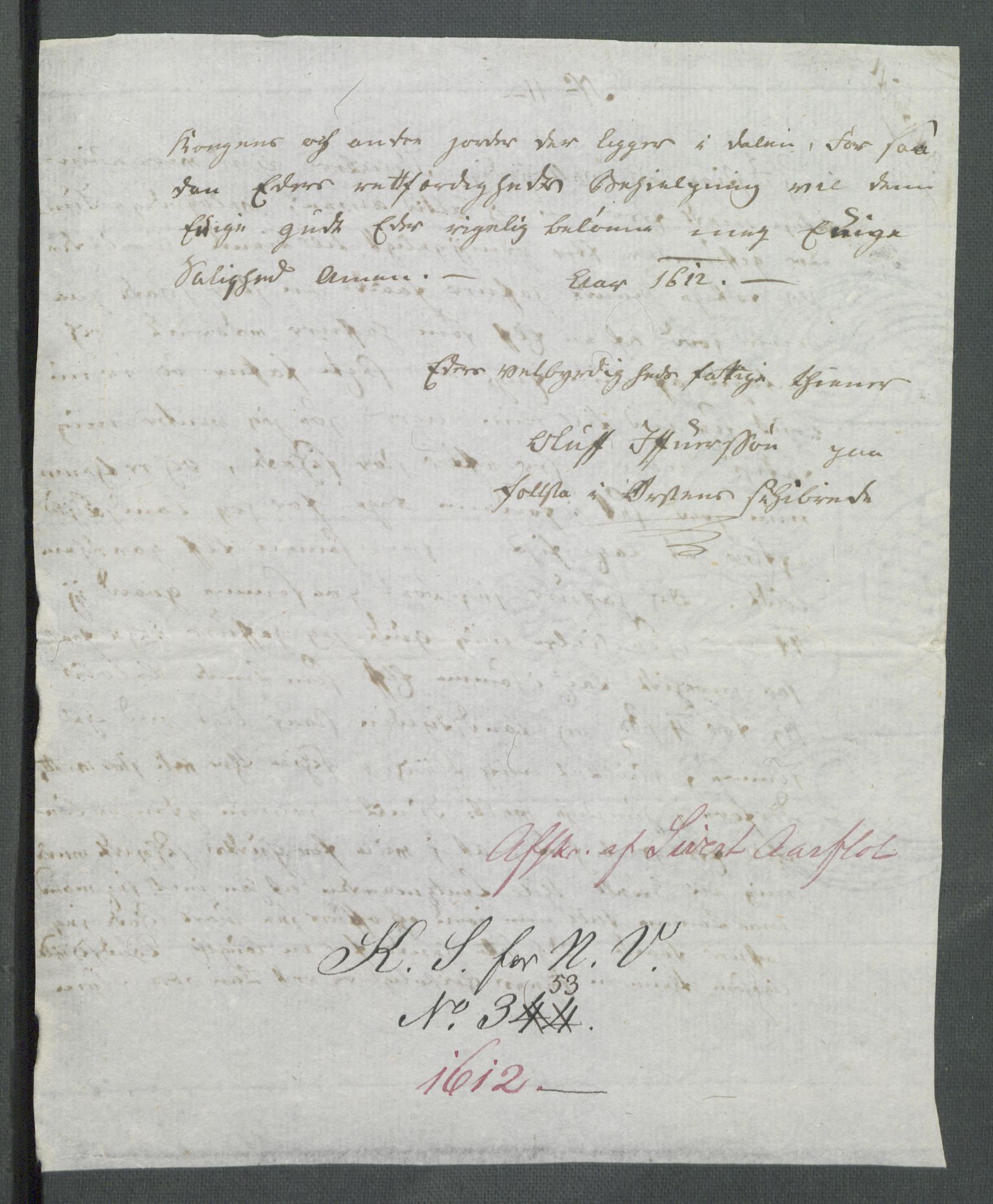 Riksarkivets diplomsamling, AV/RA-EA-5965/F02/L0121: Dokumenter, 1612, s. 68