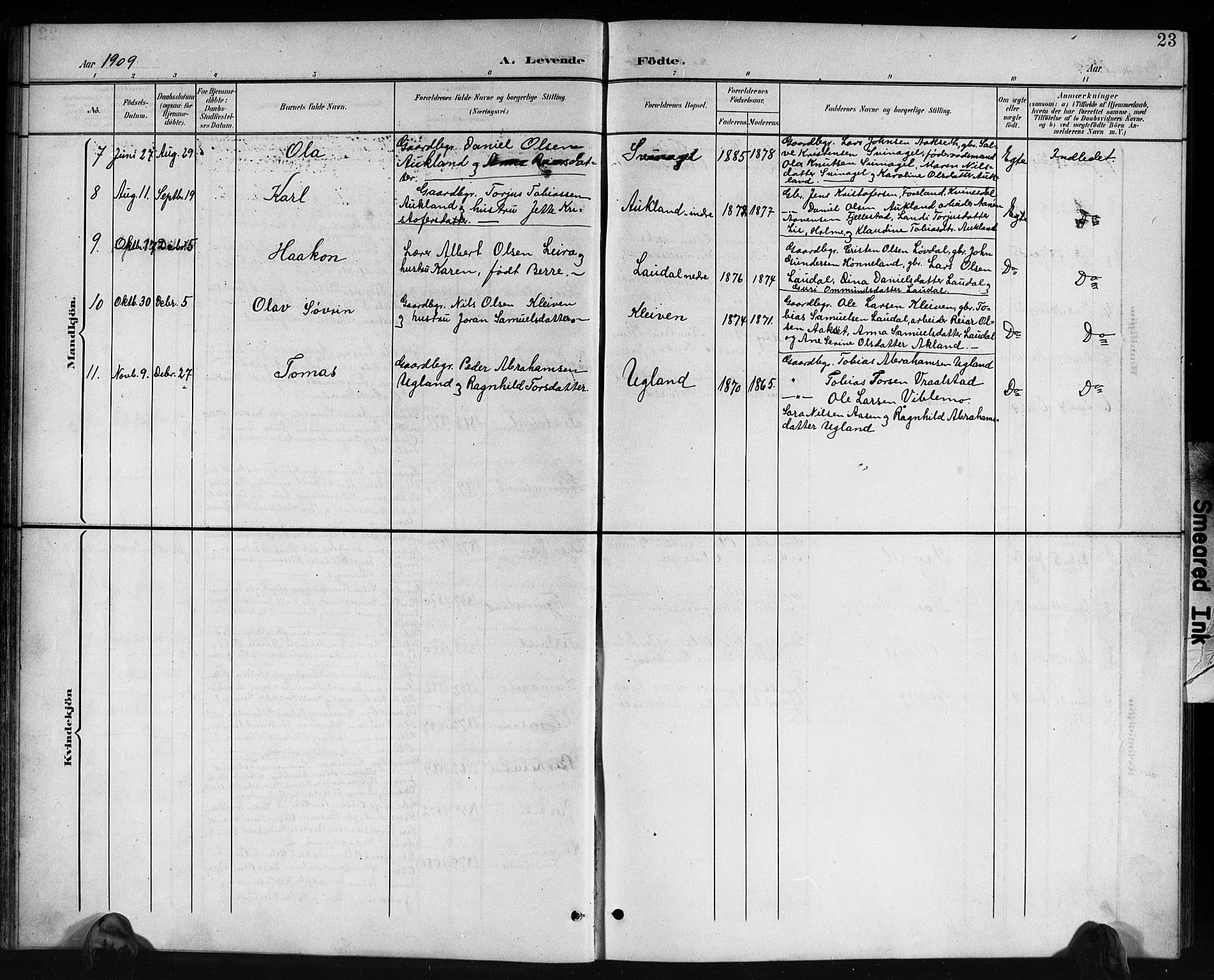Holum sokneprestkontor, AV/SAK-1111-0022/F/Fb/Fbb/L0004: Klokkerbok nr. B 4, 1899-1920, s. 23