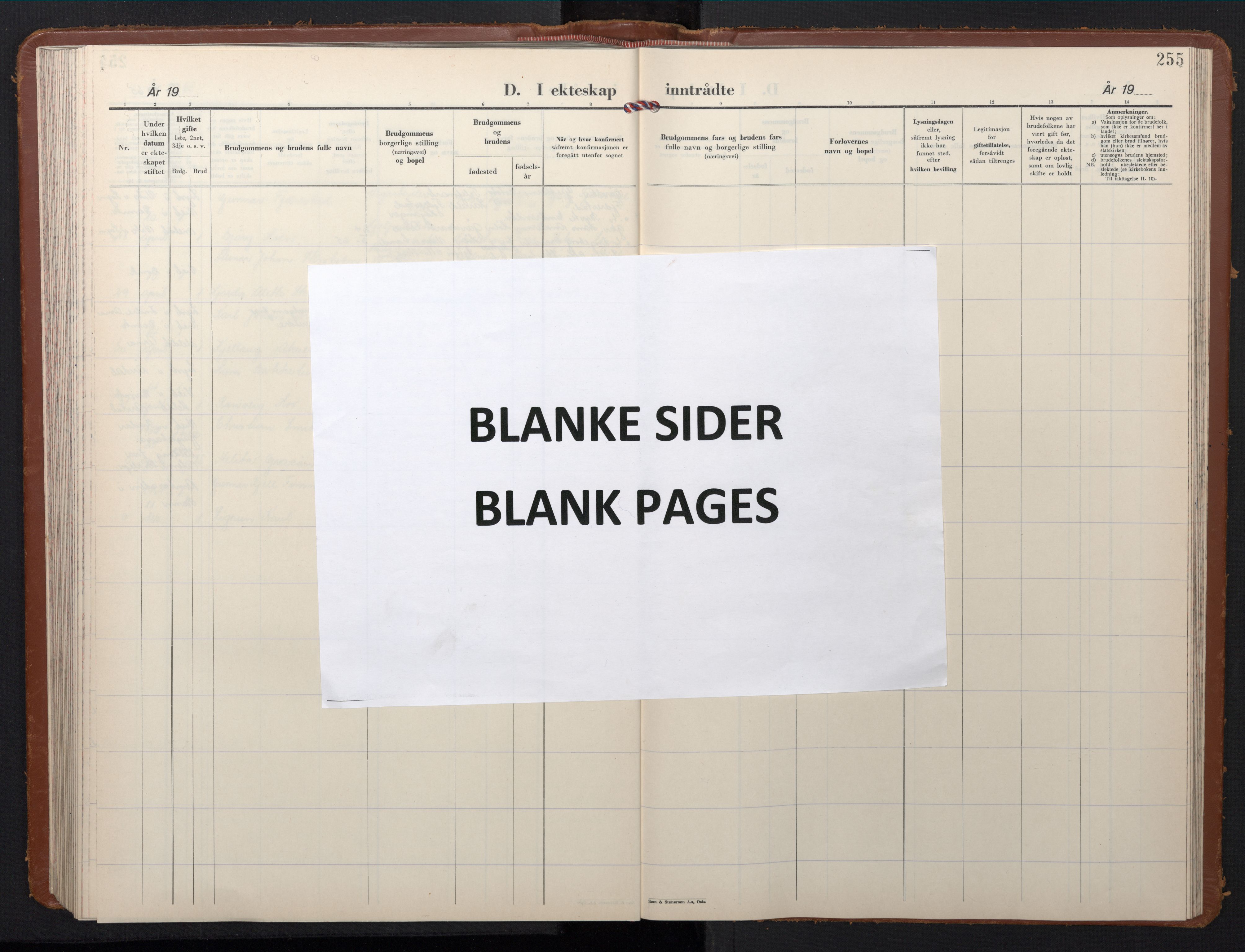 Domkirken sokneprestembete, AV/SAB-A-74801/H/Hab/L0036: Klokkerbok nr. D 8, 1953-1965, s. 255