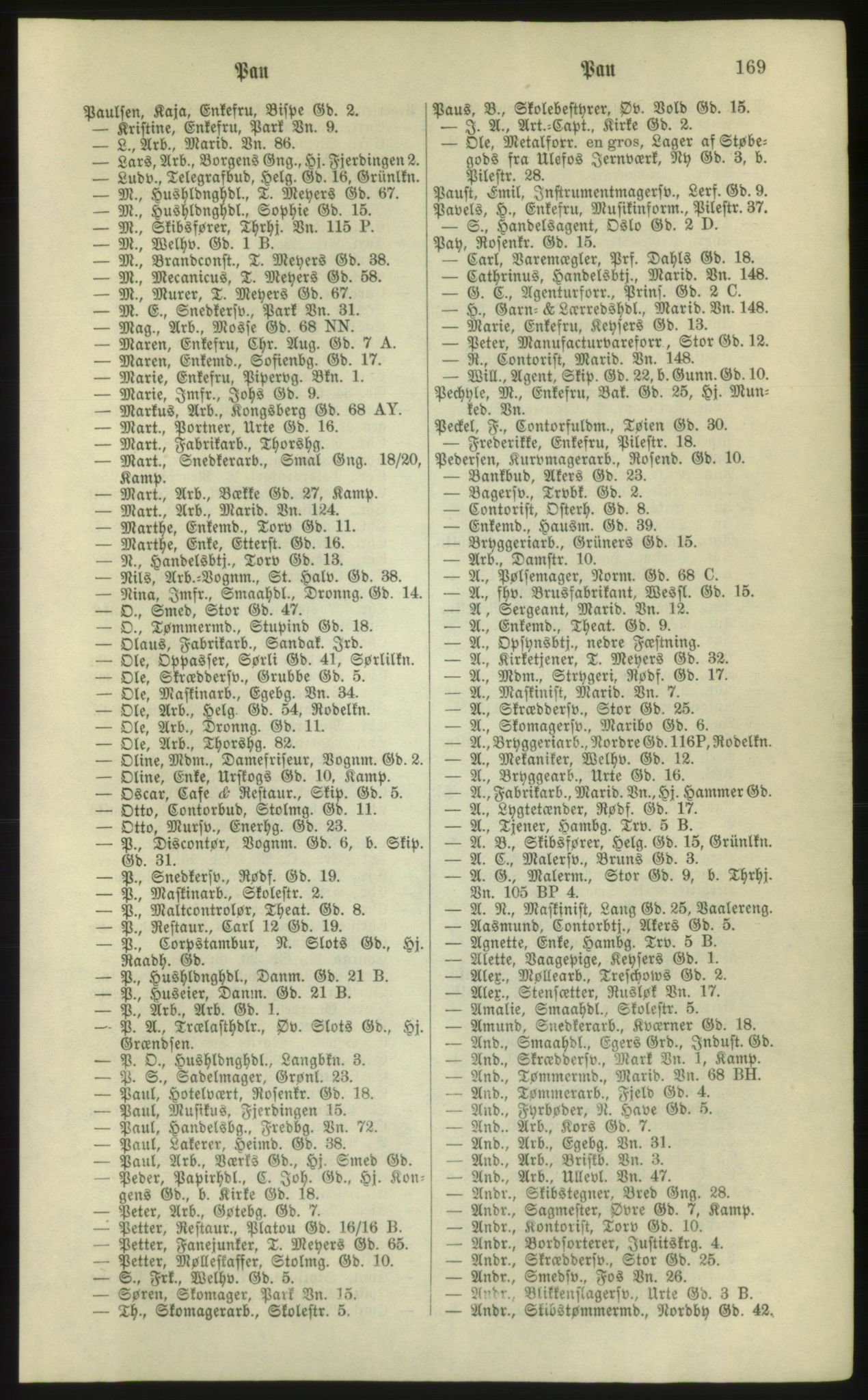 Kristiania/Oslo adressebok, PUBL/-, 1881, s. 169