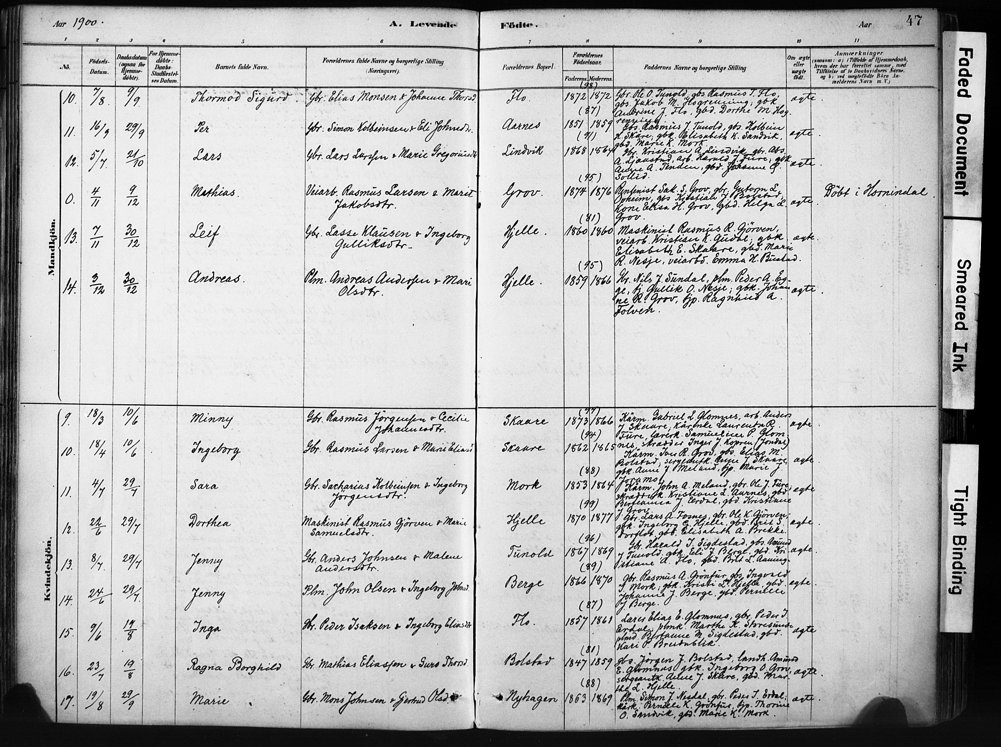 Stryn Sokneprestembete, AV/SAB-A-82501: Ministerialbok nr. D 1, 1878-1907, s. 47