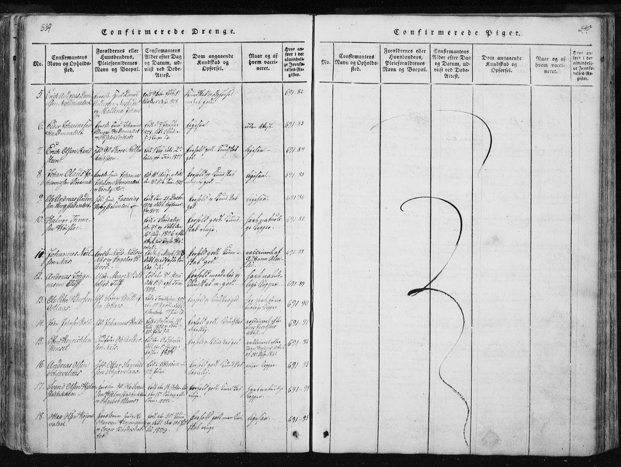Ministerialprotokoller, klokkerbøker og fødselsregistre - Nord-Trøndelag, SAT/A-1458/717/L0148: Ministerialbok nr. 717A04 /1, 1816-1825, s. 539-540