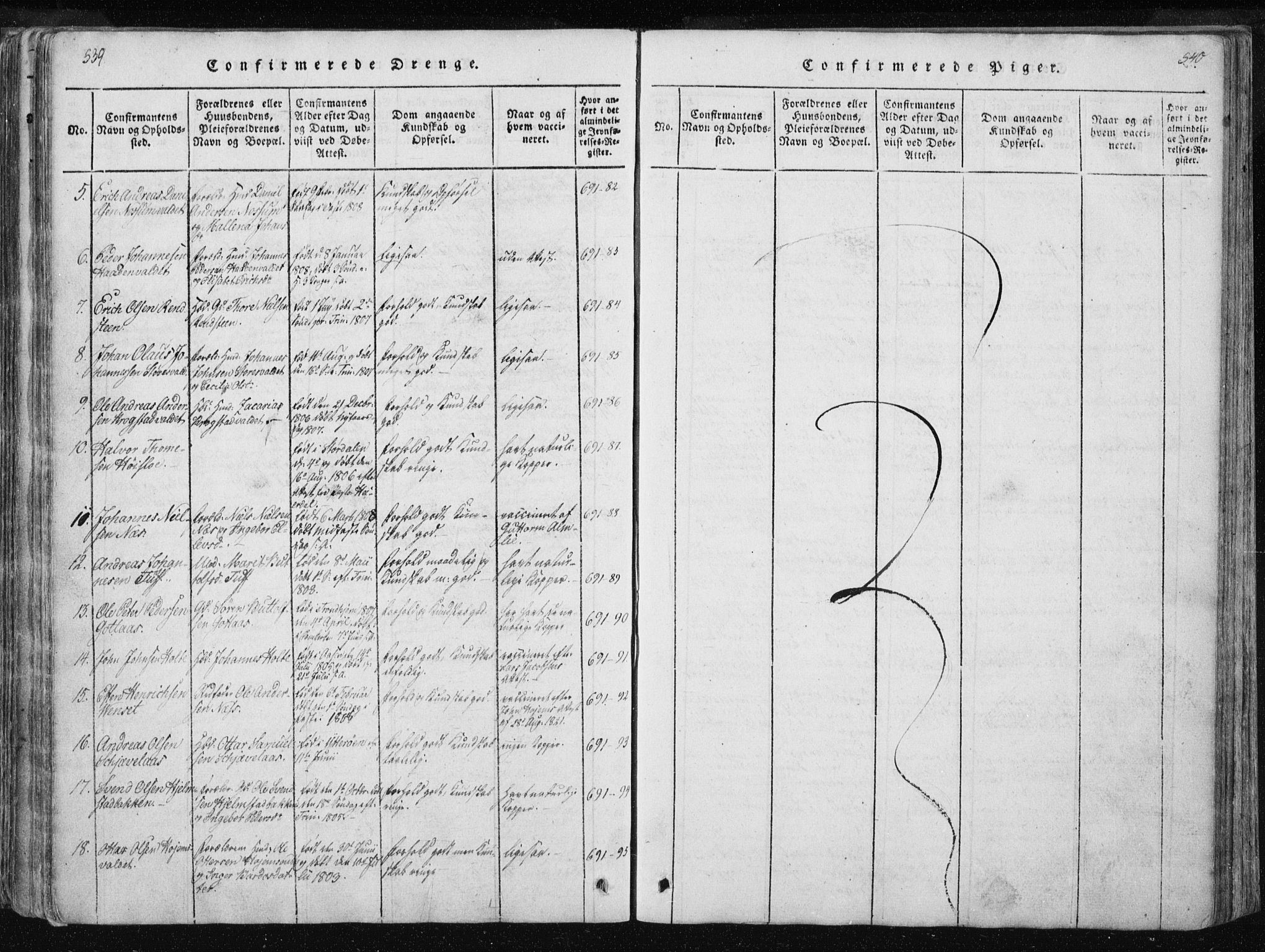 Ministerialprotokoller, klokkerbøker og fødselsregistre - Nord-Trøndelag, AV/SAT-A-1458/717/L0148: Ministerialbok nr. 717A04 /1, 1816-1825, s. 539-540