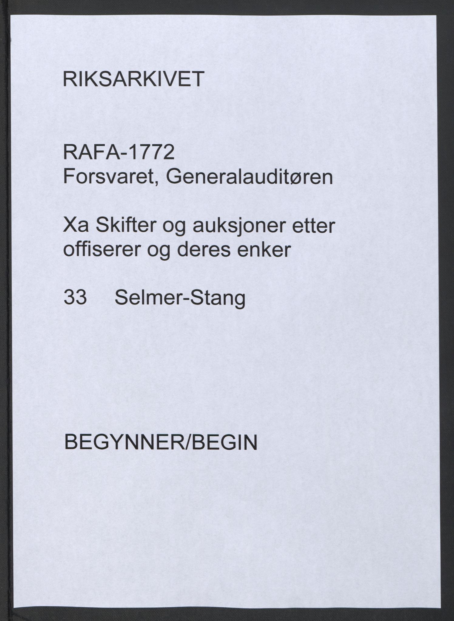 Forsvaret, Generalauditøren, RA/RAFA-1772/F/Fj/Fja/L0033: --, 1744-1823, s. 1
