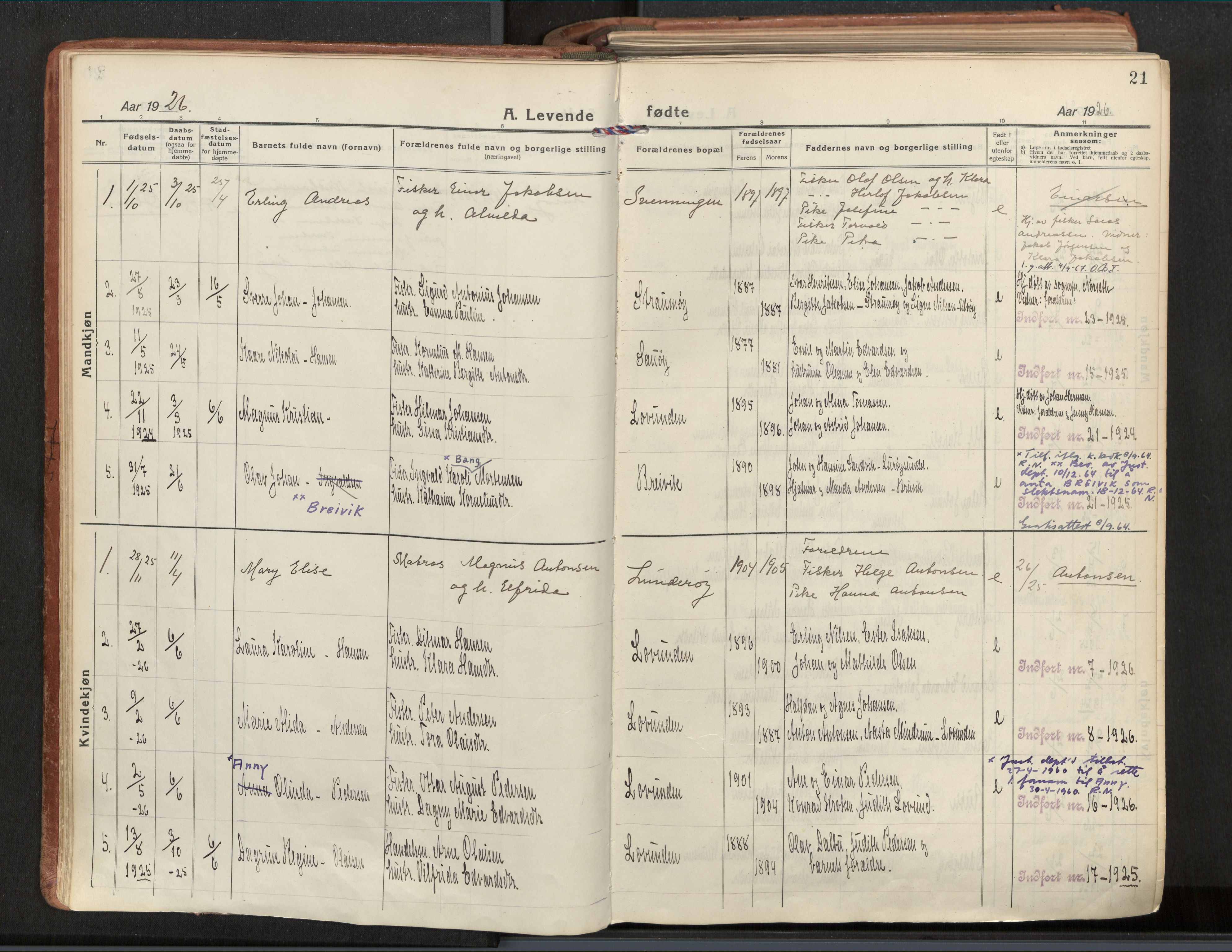 Ministerialprotokoller, klokkerbøker og fødselsregistre - Nordland, SAT/A-1459/839/L0570: Ministerialbok nr. 839A07, 1923-1942, s. 21