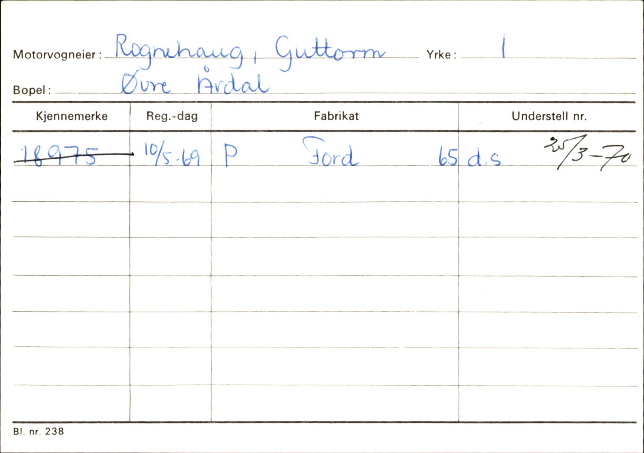 Statens vegvesen, Sogn og Fjordane vegkontor, AV/SAB-A-5301/4/F/L0146: Registerkort Årdal R-Å samt diverse kort, 1945-1975, s. 61