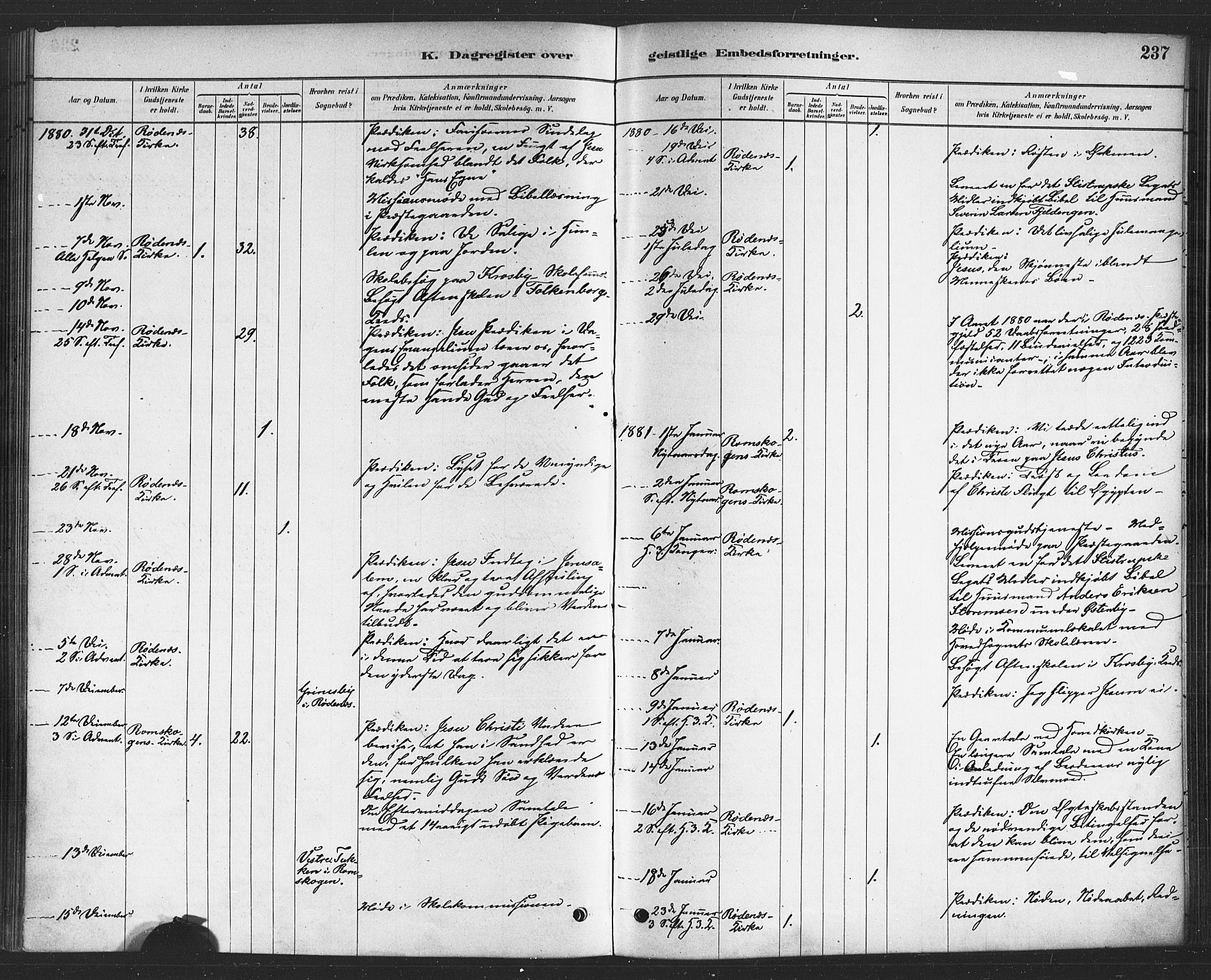 Rødenes prestekontor Kirkebøker, AV/SAO-A-2005/F/Fa/L0009: Ministerialbok nr. I 9, 1880-1889, s. 237