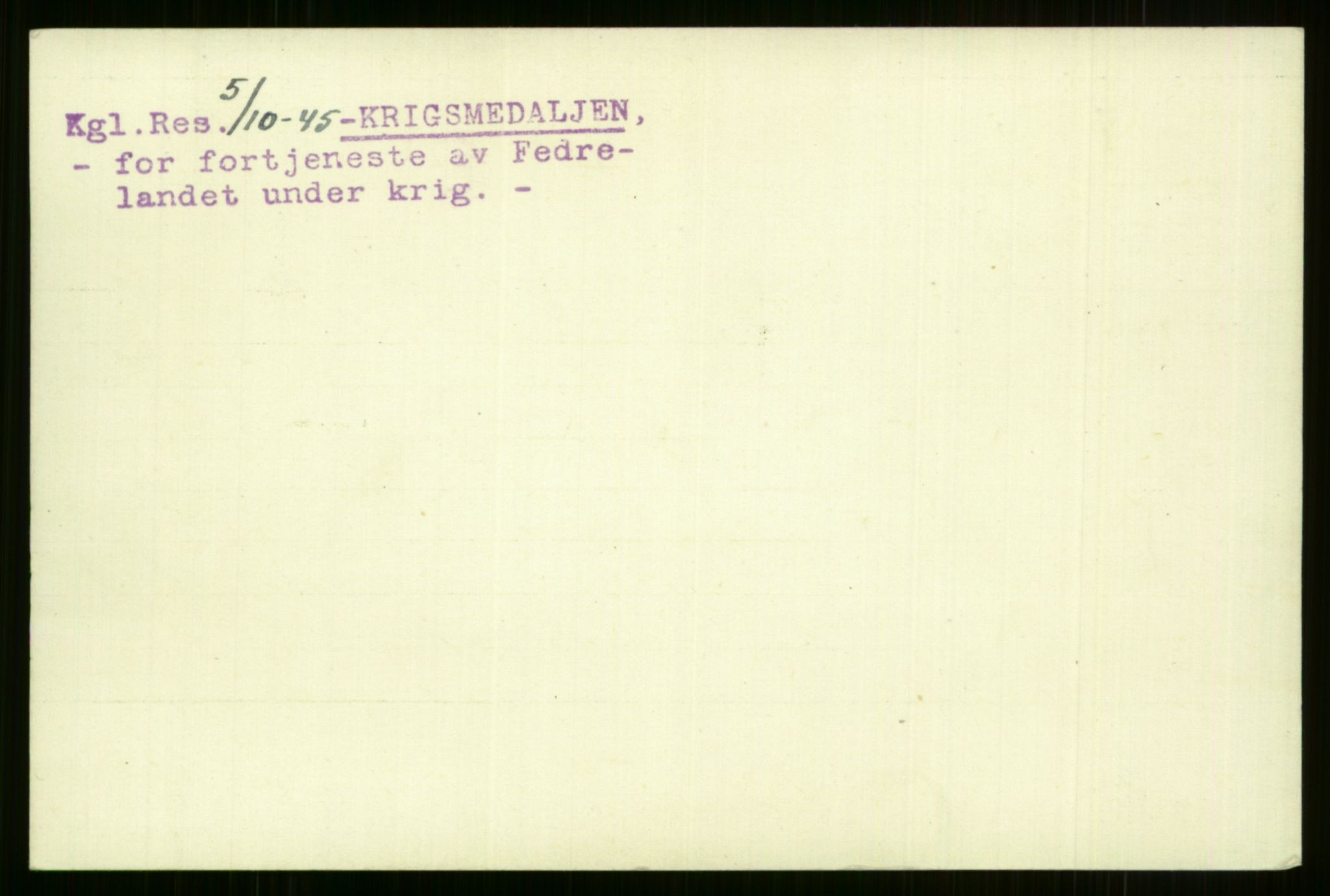 Direktoratet for sjømenn, AV/RA-S-3545/G/Gi/L0007: Alfabetisk ordnet kartotek over krigsdekorasjoner tildelt nordmenn under krigen, Krafft - Nørgaard, 1940-1945, s. 1036