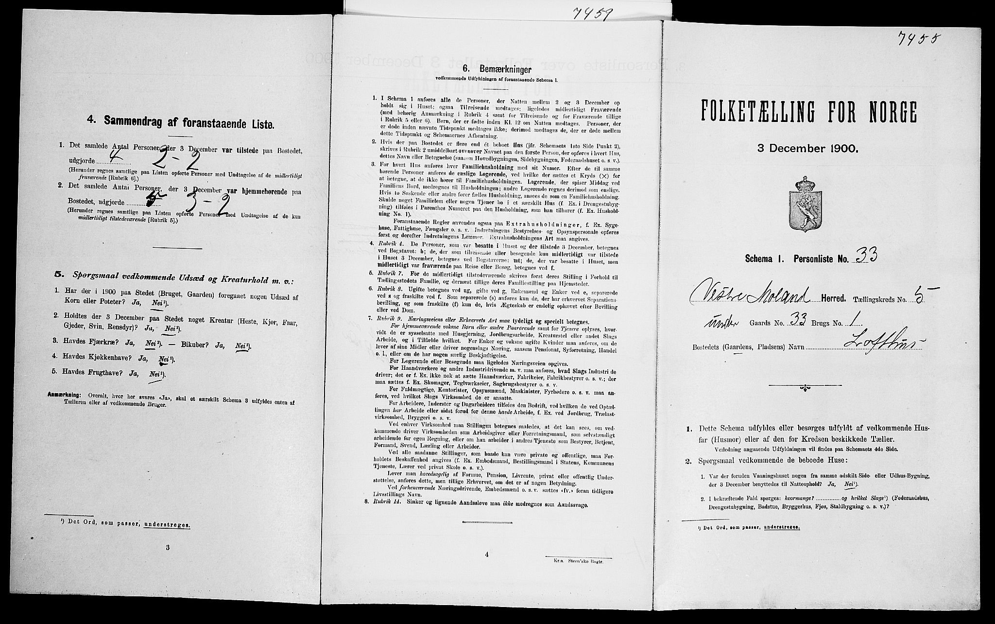 SAK, Folketelling 1900 for 0926 Vestre Moland herred, 1900, s. 611