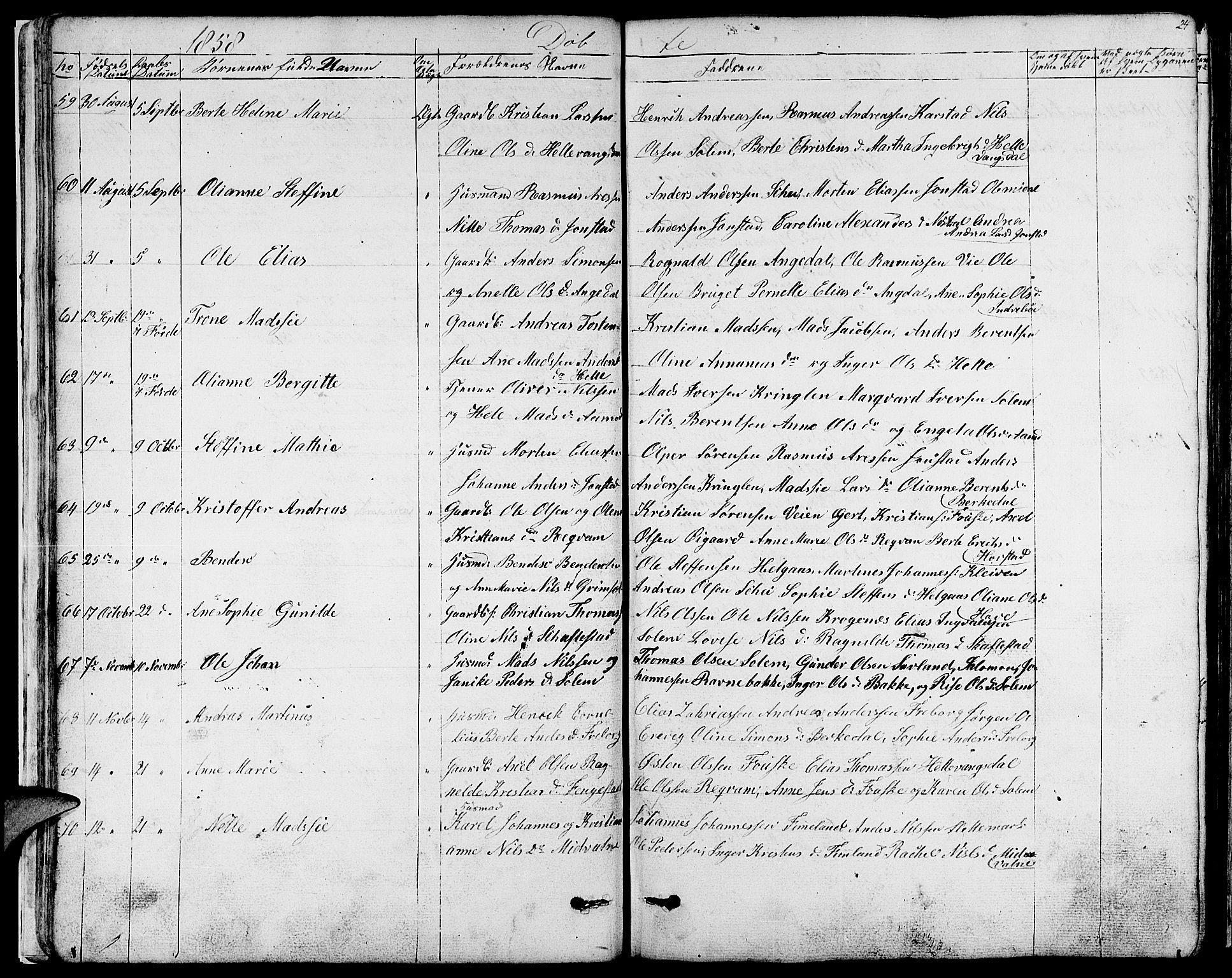 Førde sokneprestembete, AV/SAB-A-79901/H/Hab/Habd/L0001: Klokkerbok nr. D 1, 1852-1877, s. 24