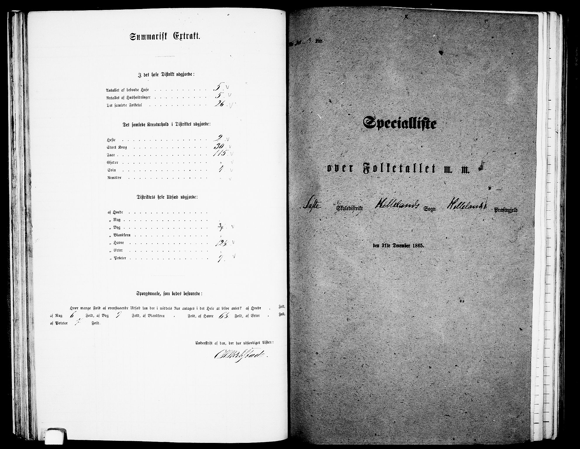 RA, Folketelling 1865 for 1115P Helleland prestegjeld, 1865, s. 40