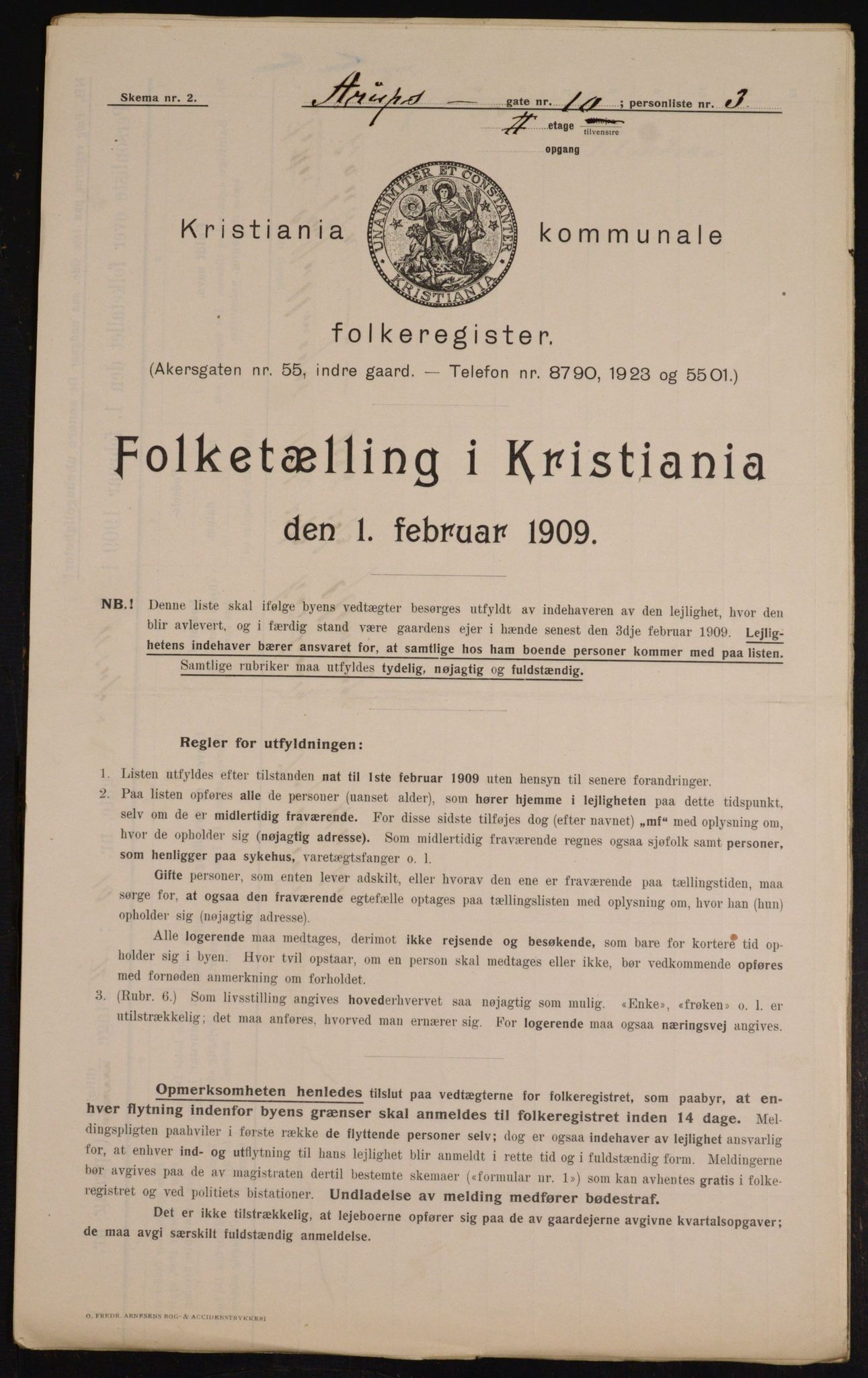 OBA, Kommunal folketelling 1.2.1909 for Kristiania kjøpstad, 1909, s. 2112
