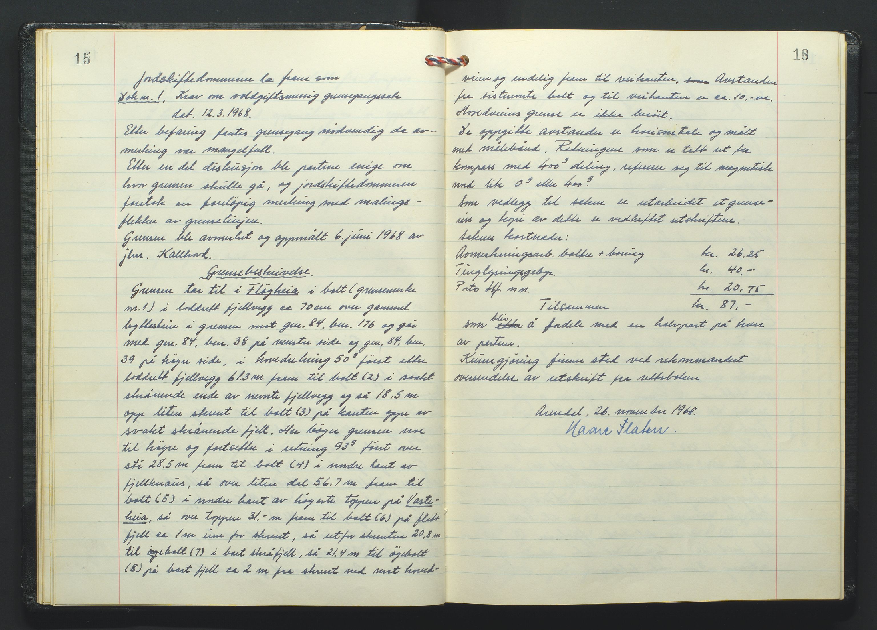 Nedenes jordskifterett, AV/SAK-1541-0007/F/Fa/Faa/L0011: Jordskifteprotokoll med gårdsregister, Holt domssokn nr 28, 1968-1973, s. 15-16
