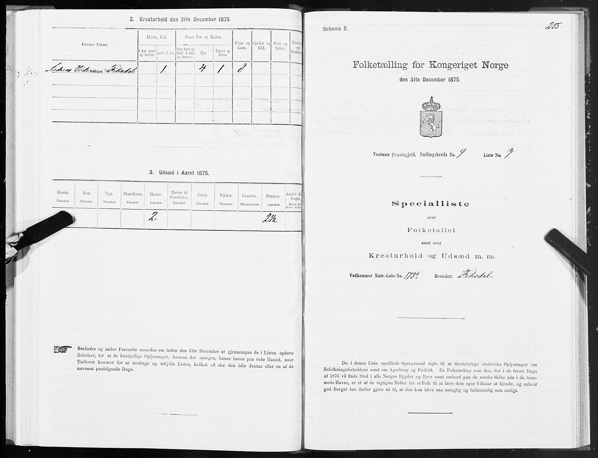 SAT, Folketelling 1875 for 1535P Vestnes prestegjeld, 1875, s. 3255