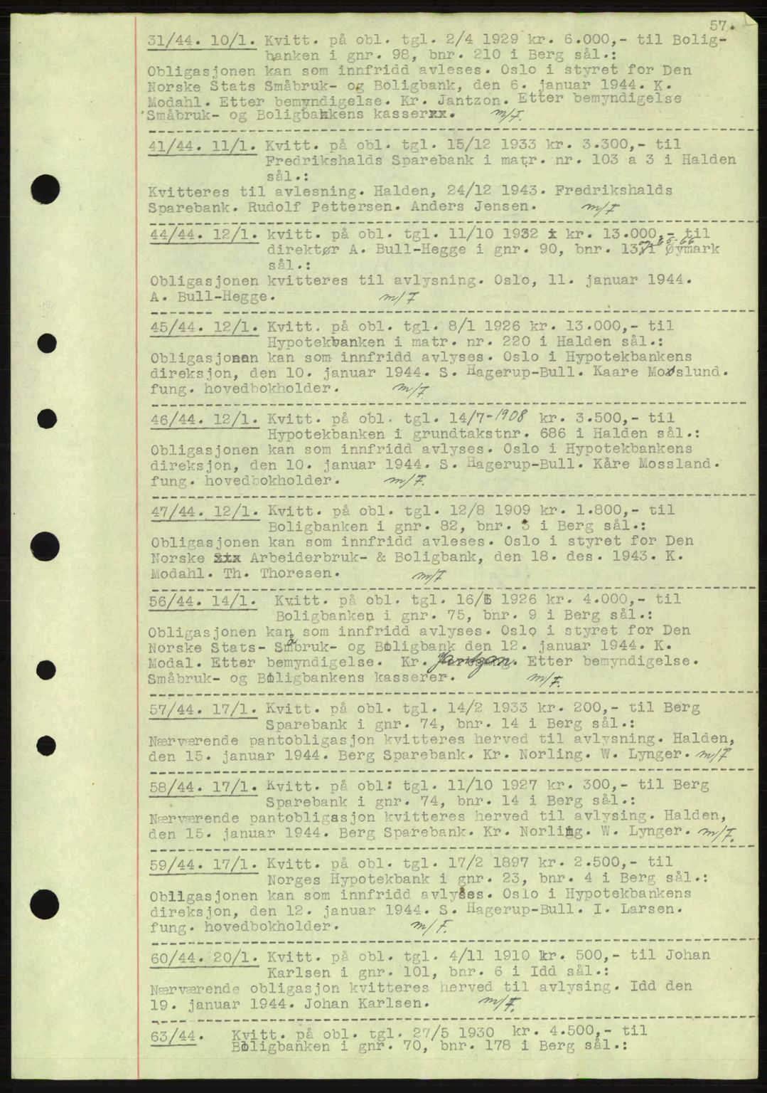 Idd og Marker sorenskriveri, AV/SAO-A-10283/G/Gb/Gbc/L0002: Pantebok nr. B4-9a, 1939-1945, Dagboknr: 31/1944