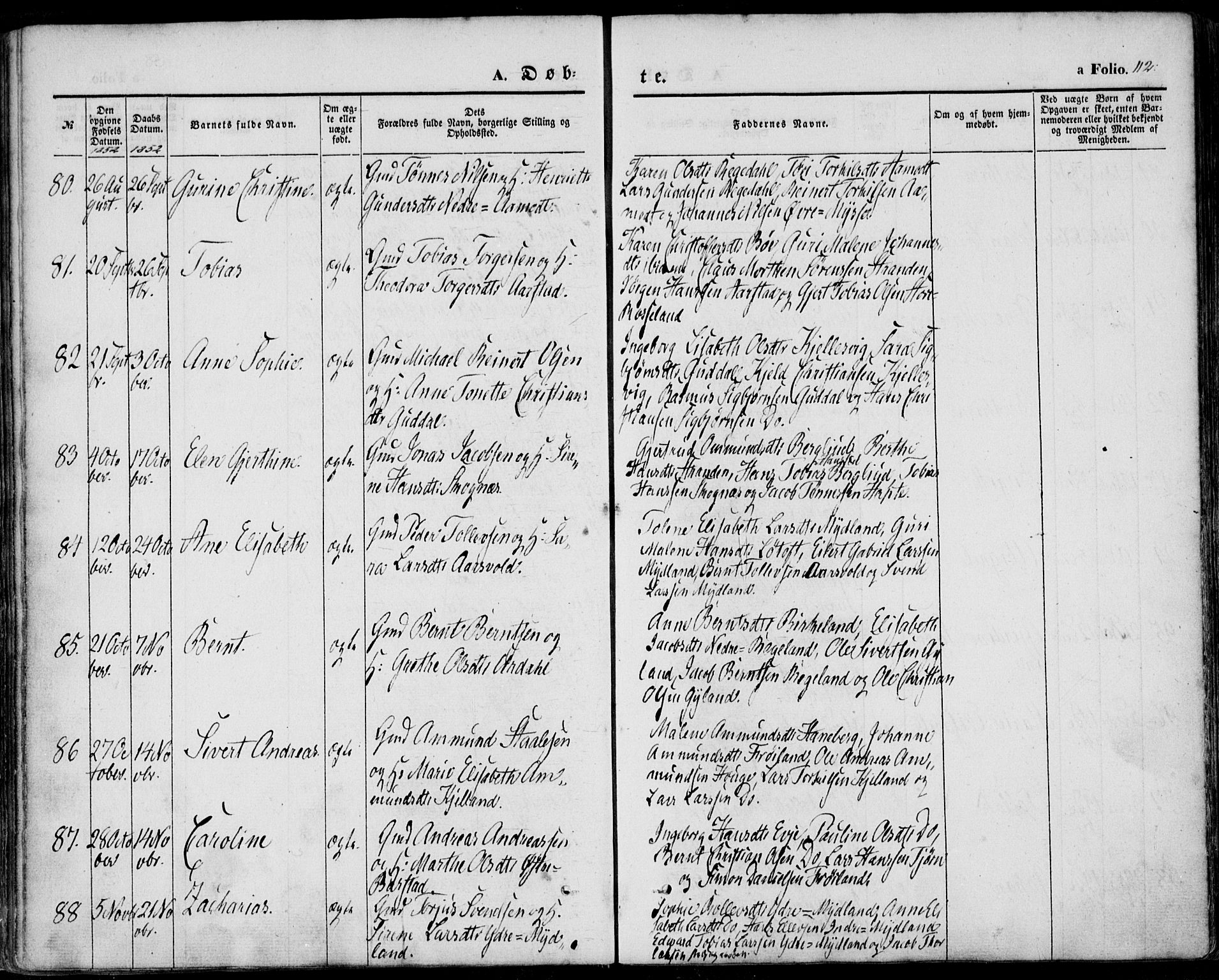Sokndal sokneprestkontor, AV/SAST-A-101808: Ministerialbok nr. A 8.1, 1842-1857, s. 112