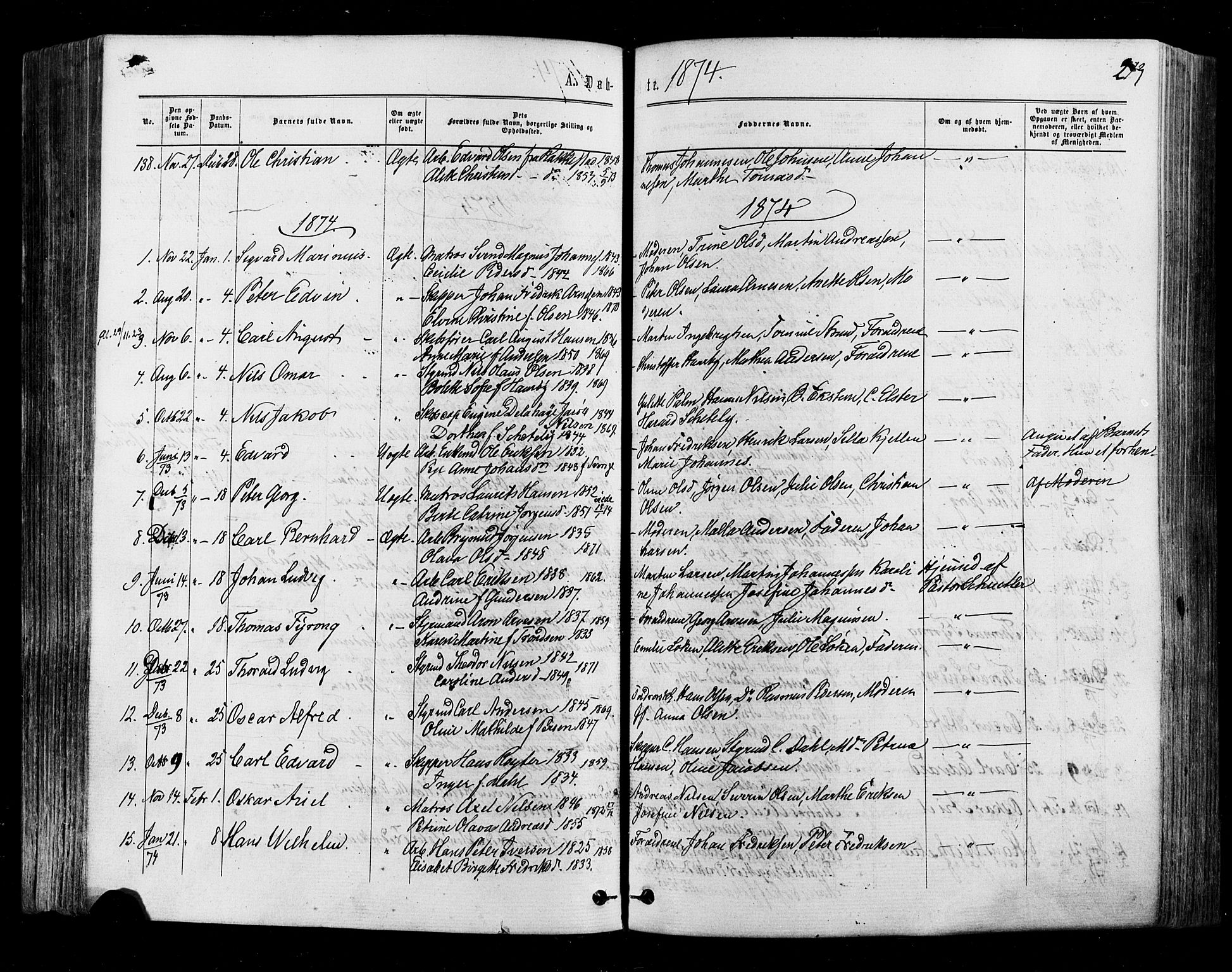 Halden prestekontor Kirkebøker, AV/SAO-A-10909/F/Fa/L0009: Ministerialbok nr. I 9, 1866-1877, s. 213