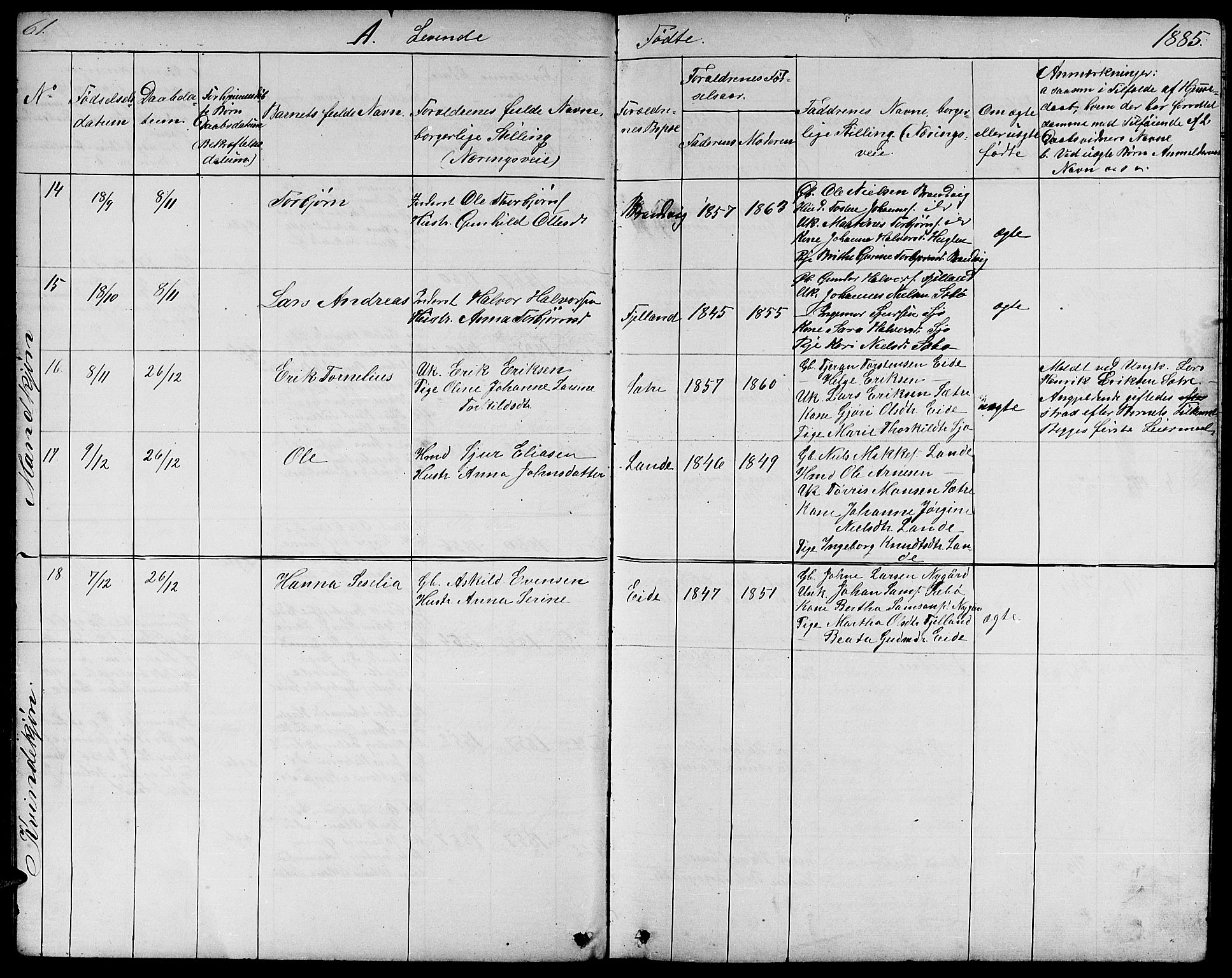 Fjelberg sokneprestembete, AV/SAB-A-75201/H/Hab: Klokkerbok nr. B 3, 1868-1888, s. 61