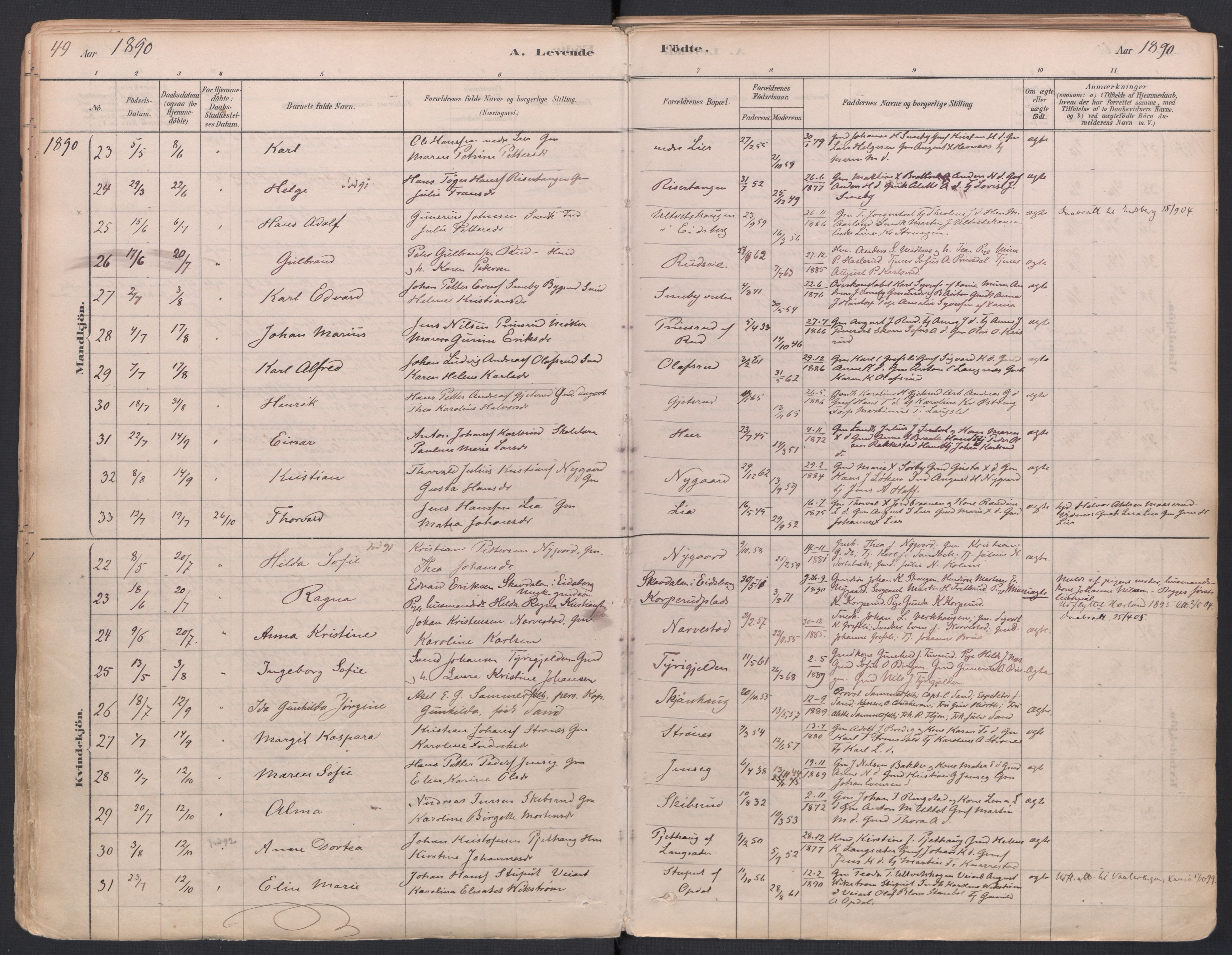 Trøgstad prestekontor Kirkebøker, AV/SAO-A-10925/F/Fa/L0010: Ministerialbok nr. I 10, 1878-1898, s. 49