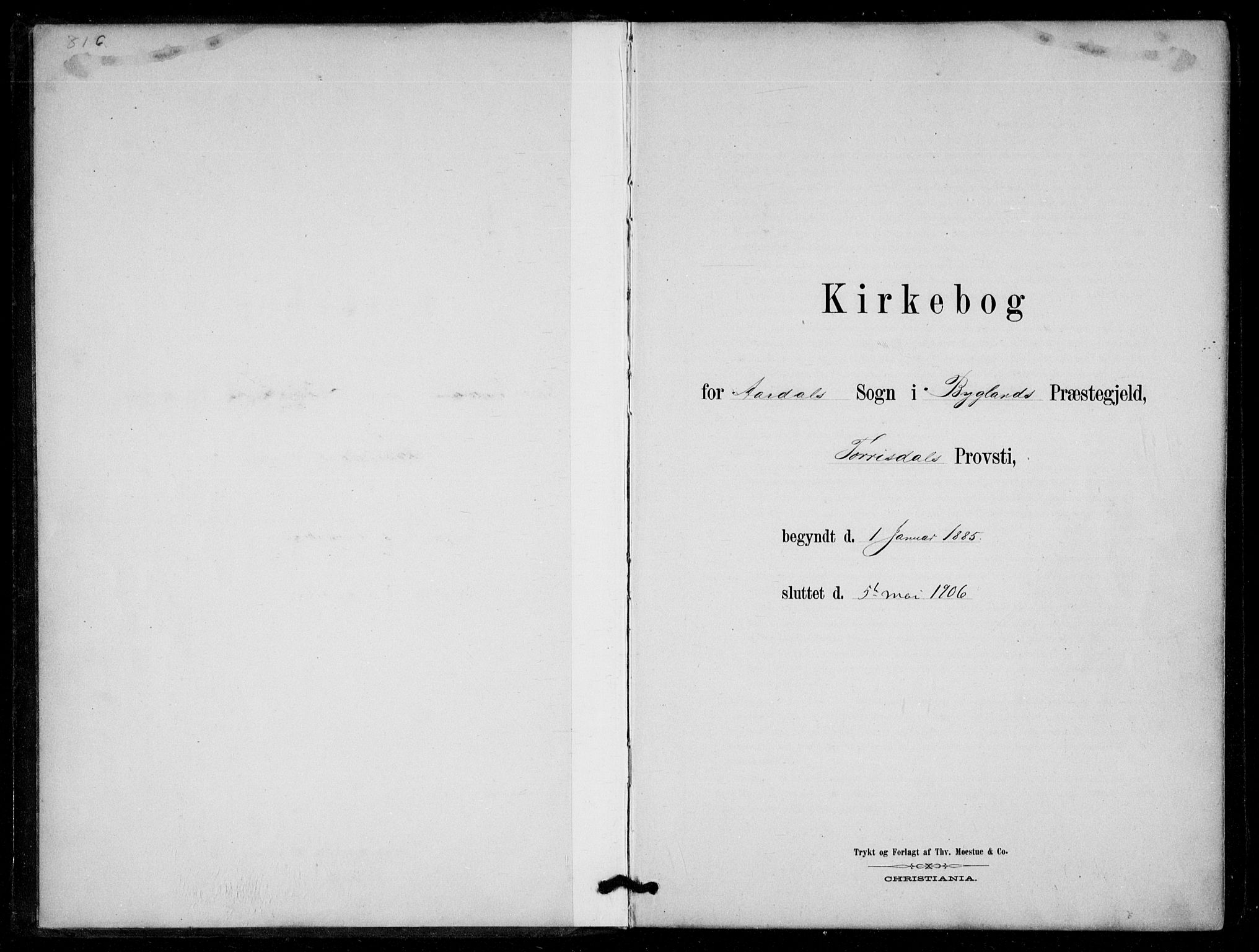 Bygland sokneprestkontor, AV/SAK-1111-0006/F/Fa/Fad/L0001: Ministerialbok nr. A 1, 1885-1906