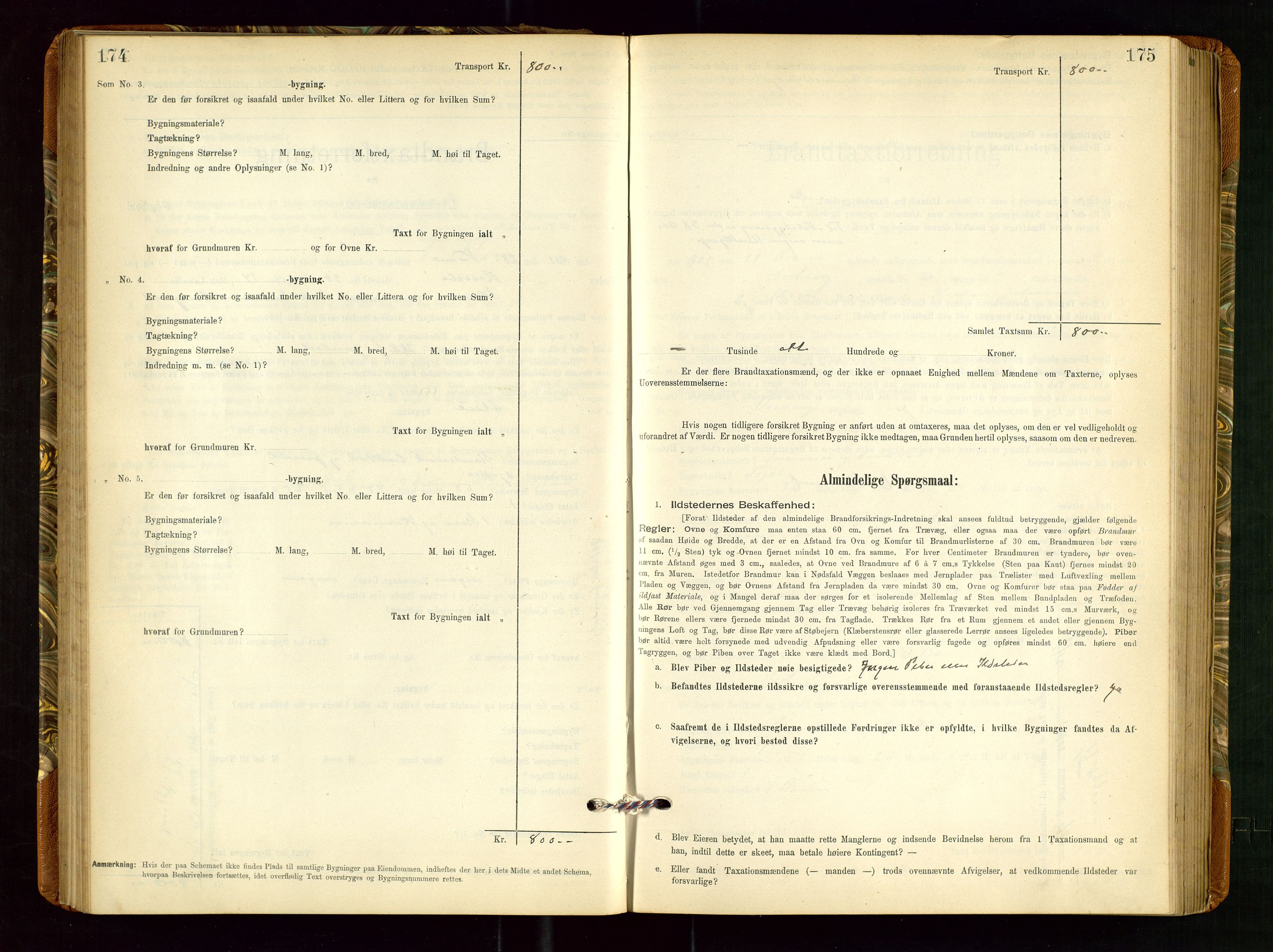 Torvestad lensmannskontor, SAST/A-100307/1/Gob/L0002: "Brandtakstprotokol for Lensmanden i Torvestad", 1900-1905, s. 174-175