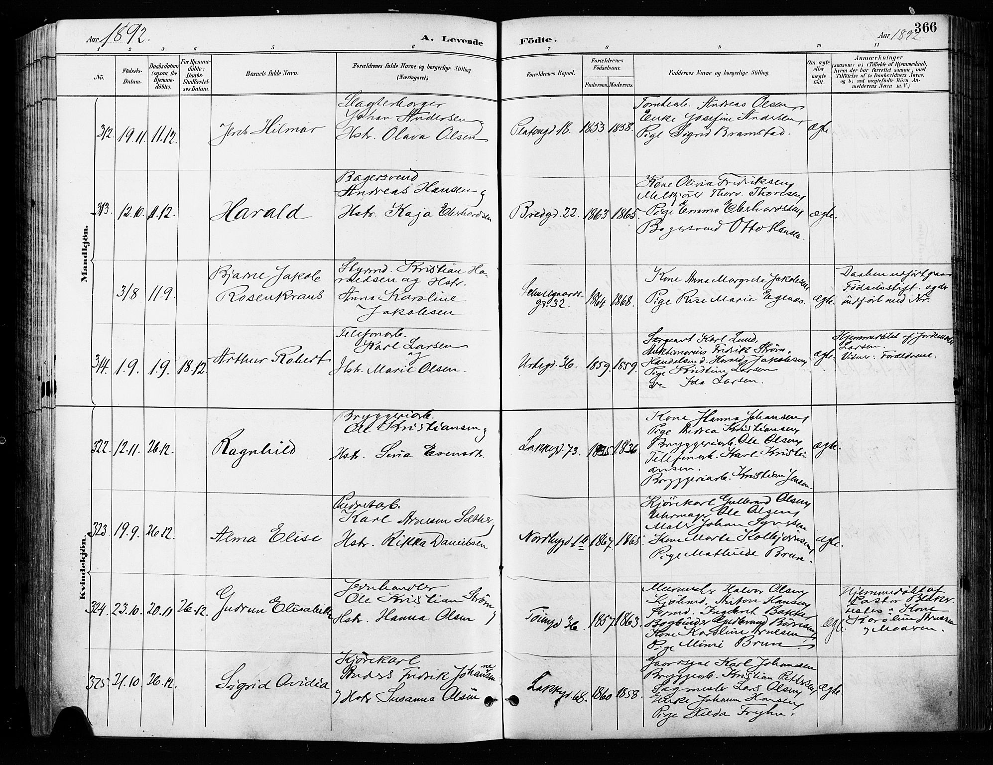 Grønland prestekontor Kirkebøker, AV/SAO-A-10848/F/Fa/L0009: Ministerialbok nr. 9, 1888-1893, s. 366