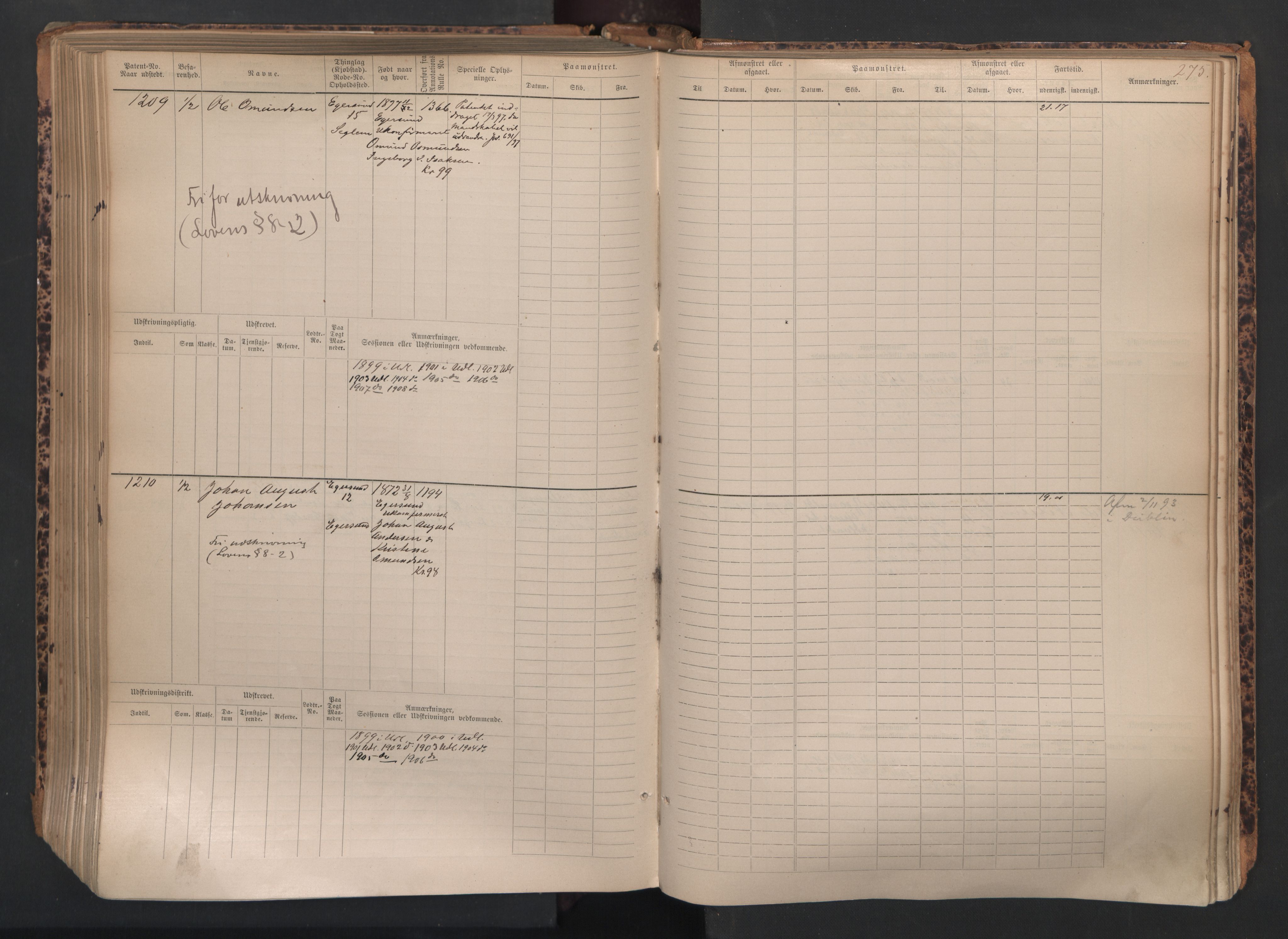 Egersund mønstringskrets, AV/SAK-2031-0019/F/Fb/L0002: Hovedrulle nr 667-1330, O-4, 1880-1940, s. 276