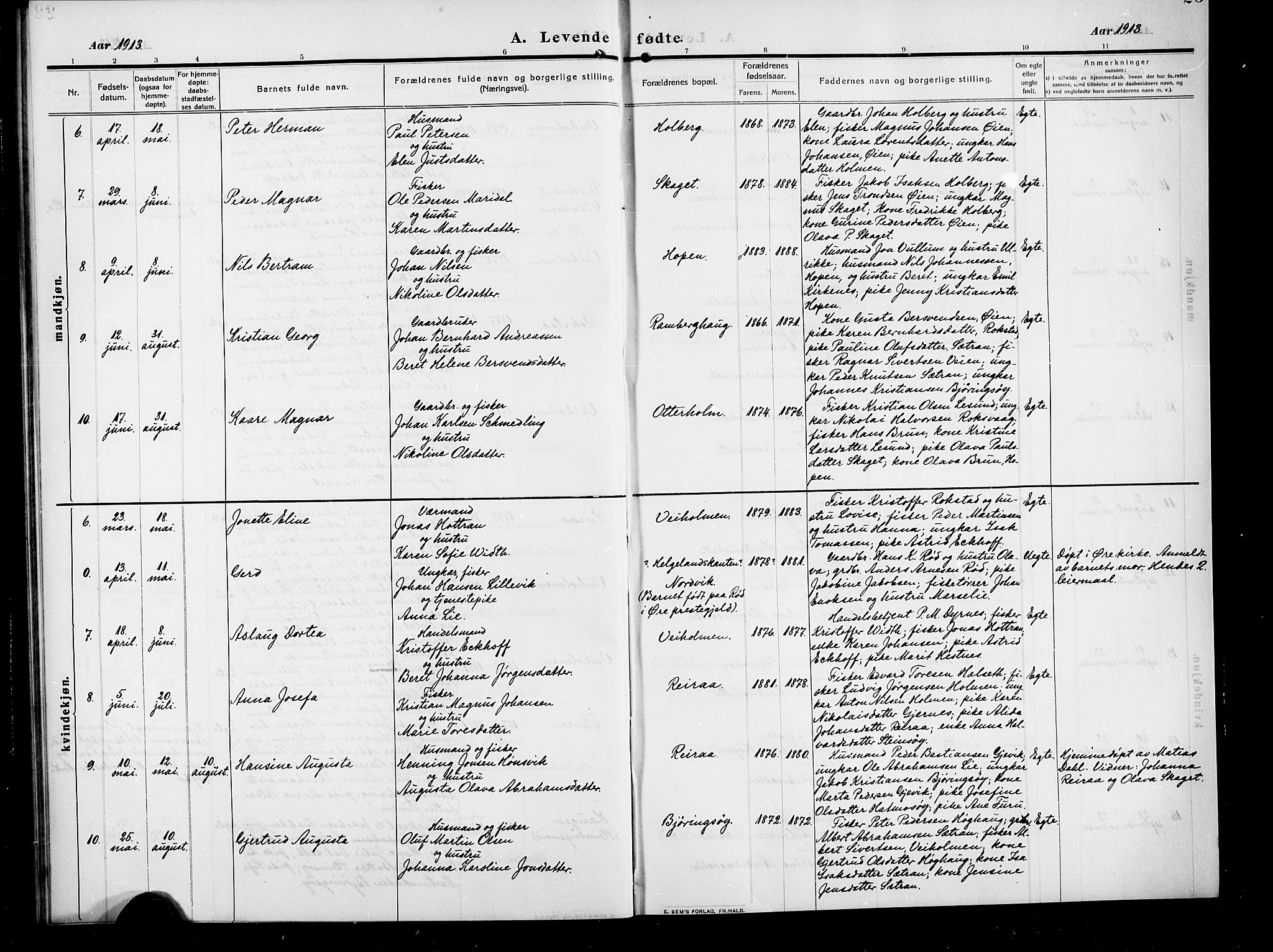 Ministerialprotokoller, klokkerbøker og fødselsregistre - Møre og Romsdal, SAT/A-1454/583/L0956: Klokkerbok nr. 583C01, 1909-1925, s. 23