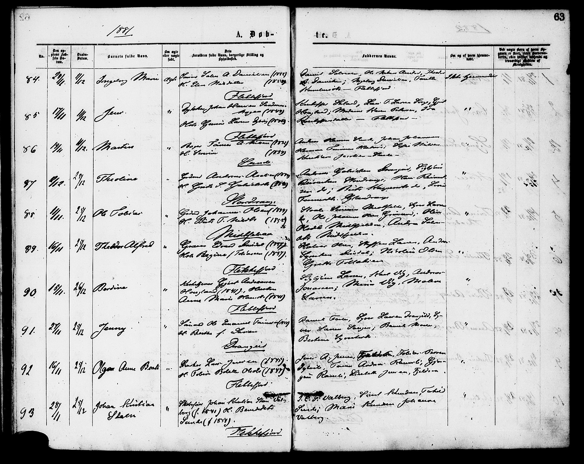 Flekkefjord sokneprestkontor, AV/SAK-1111-0012/F/Fa/Fac/L0007: Ministerialbok nr. A 7, 1875-1885, s. 63