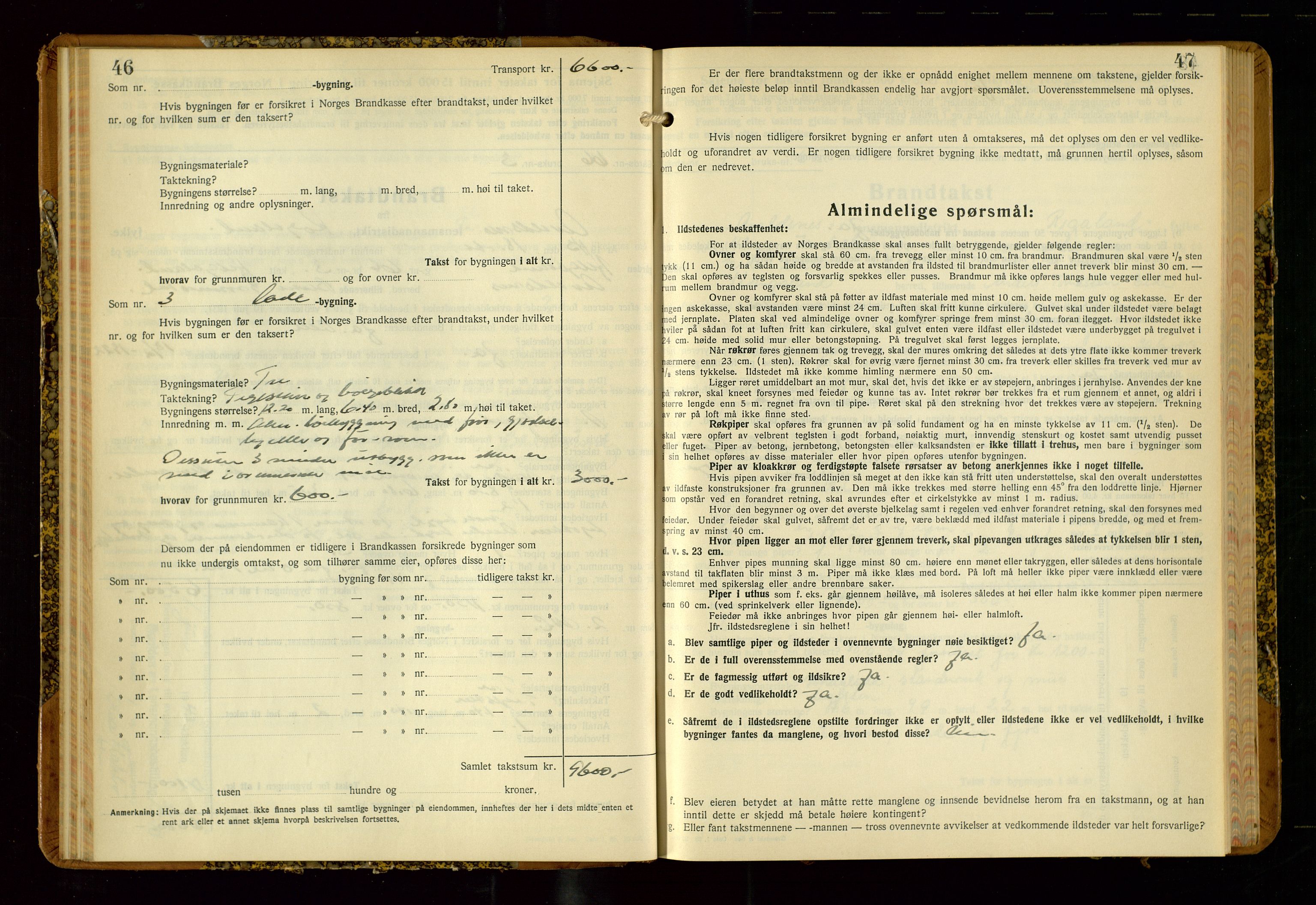 Avaldsnes lensmannskontor, AV/SAST-A-100286/Gob/L0002: "Branntakstprotokoll for Avaldsnes lensmannsdistrikt Rogaland fylke", 1940-1950, s. 46-47