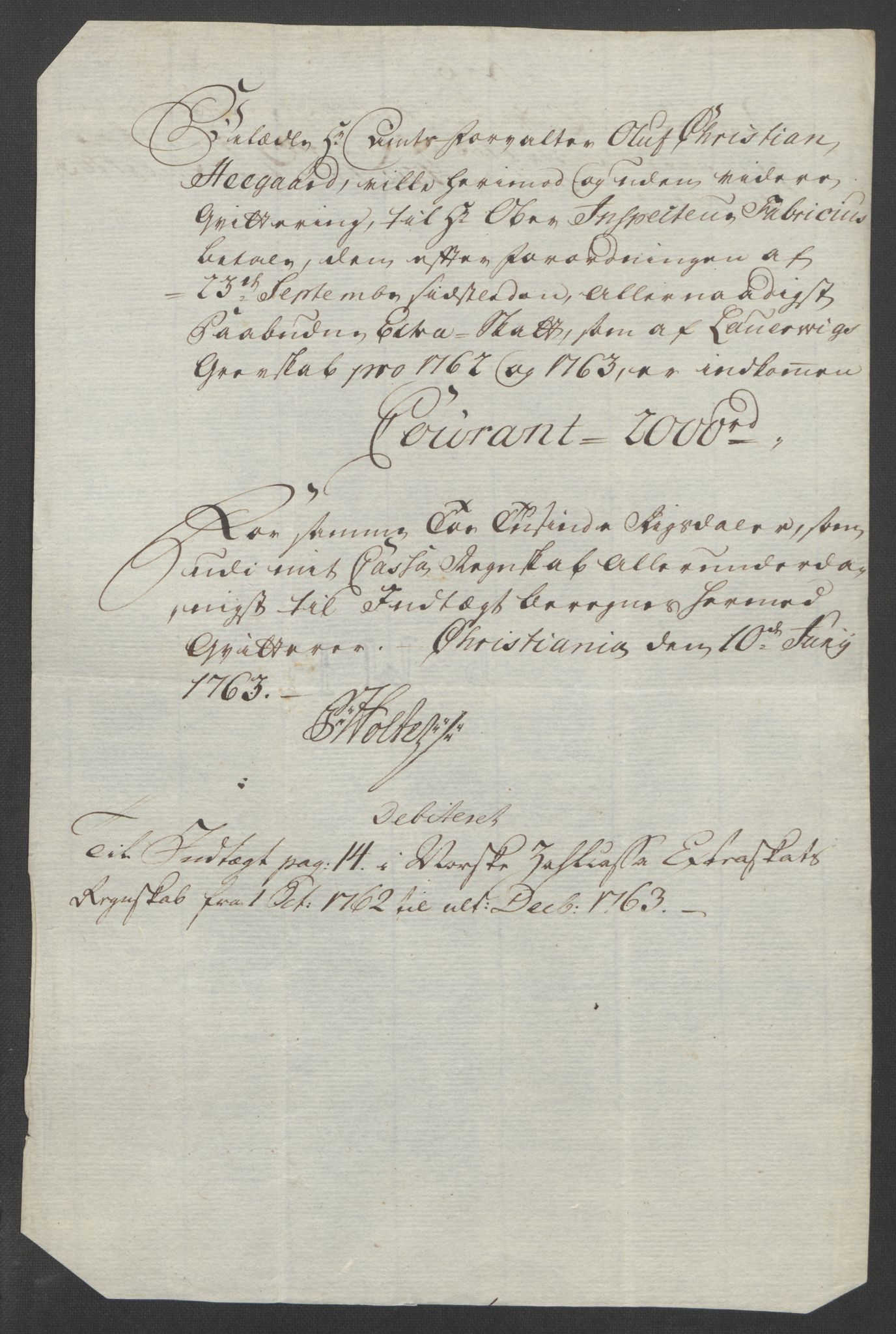 Rentekammeret inntil 1814, Reviderte regnskaper, Fogderegnskap, RA/EA-4092/R33/L2033: Ekstraskatten Larvik grevskap, 1762-1764, s. 141