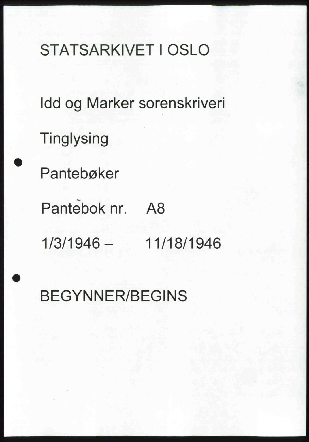 Idd og Marker sorenskriveri, SAO/A-10283/G/Gb/Gbb/L0008: Pantebok nr. A8, 1946-1946