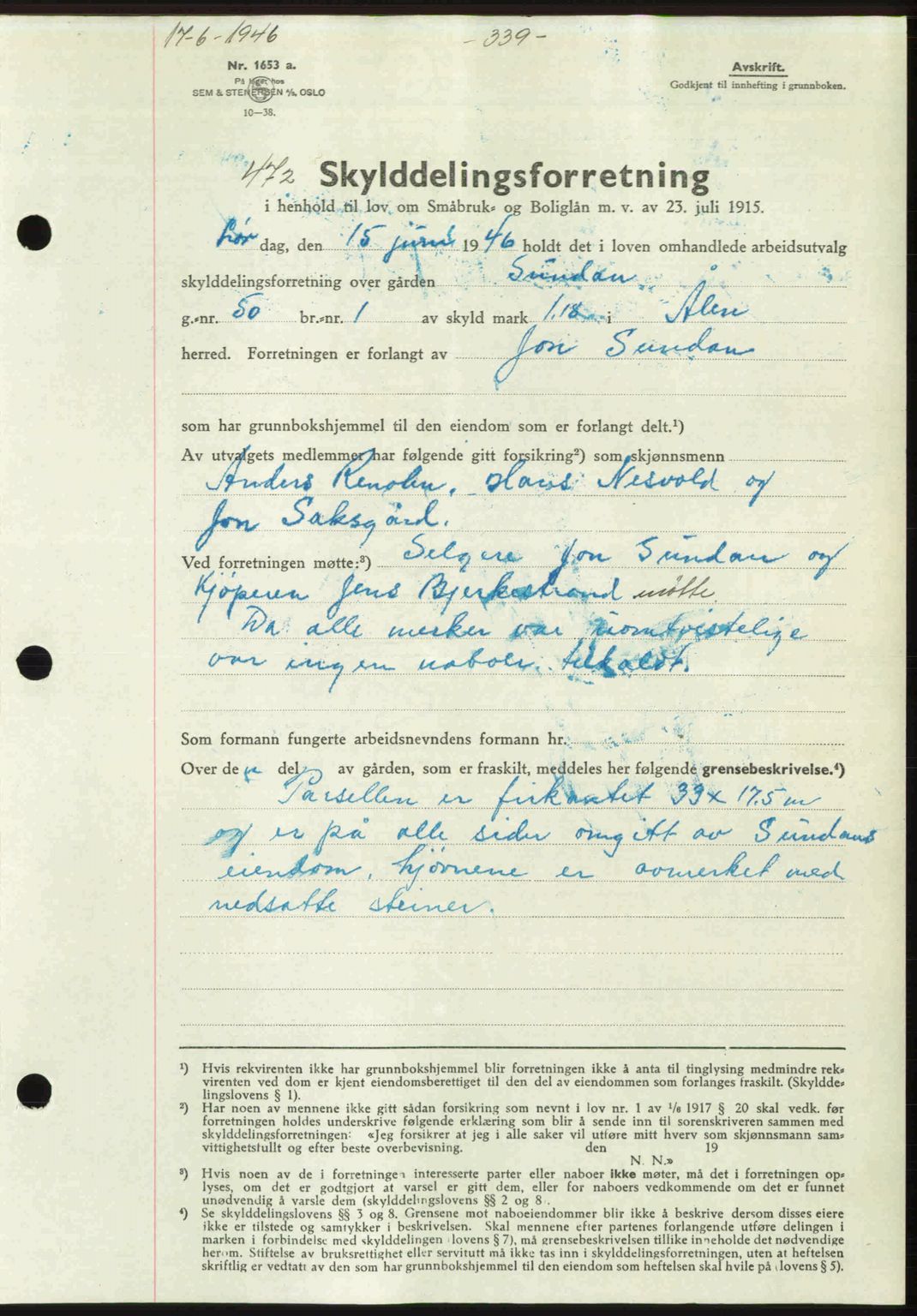 Gauldal sorenskriveri, SAT/A-0014/1/2/2C: Pantebok nr. A2, 1946-1946, Dagboknr: 472/1946