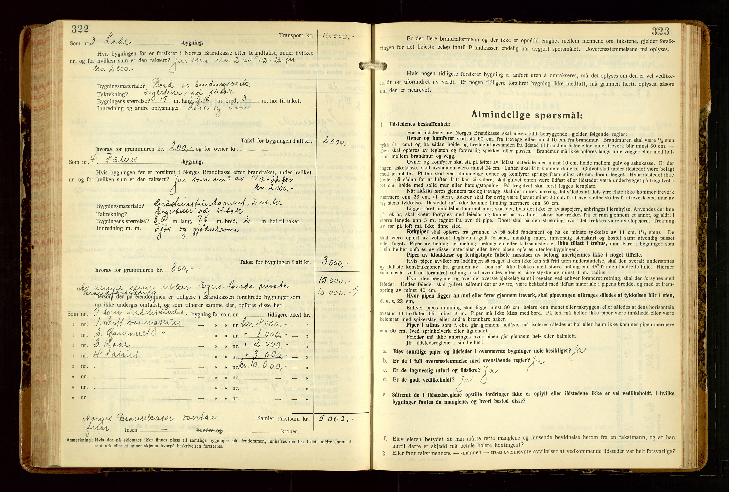 Eigersund lensmannskontor, AV/SAST-A-100171/Gob/L0007: "Brandtakstprotokoll", 1938-1955, s. 322-323