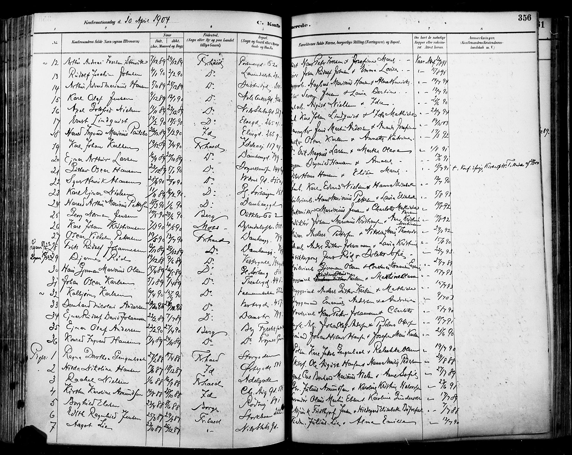 Halden prestekontor Kirkebøker, SAO/A-10909/F/Fa/L0013: Ministerialbok nr. I 13, 1890-1906, s. 356