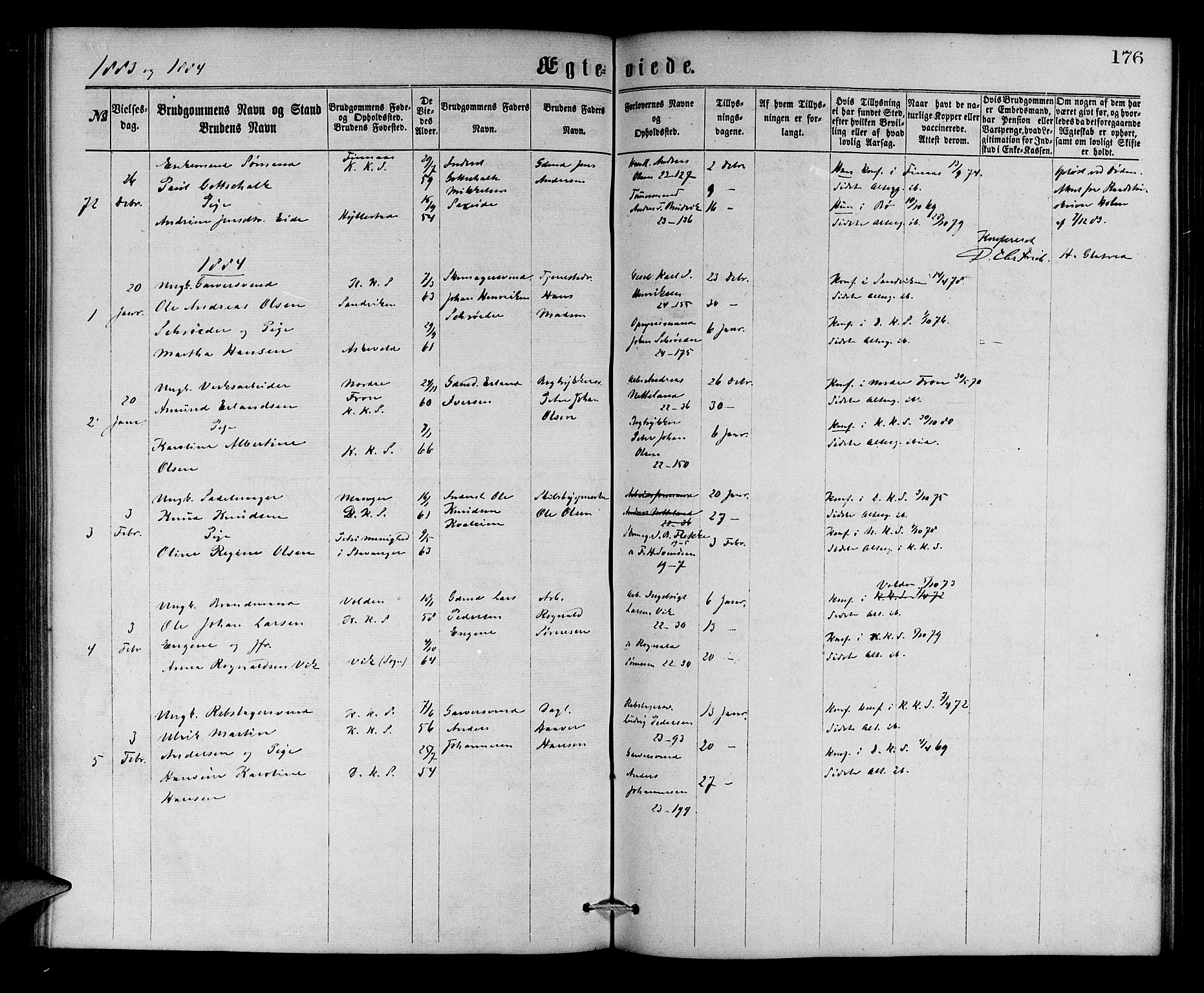 Korskirken sokneprestembete, SAB/A-76101/H/Hab: Klokkerbok nr. D 2, 1867-1886, s. 176