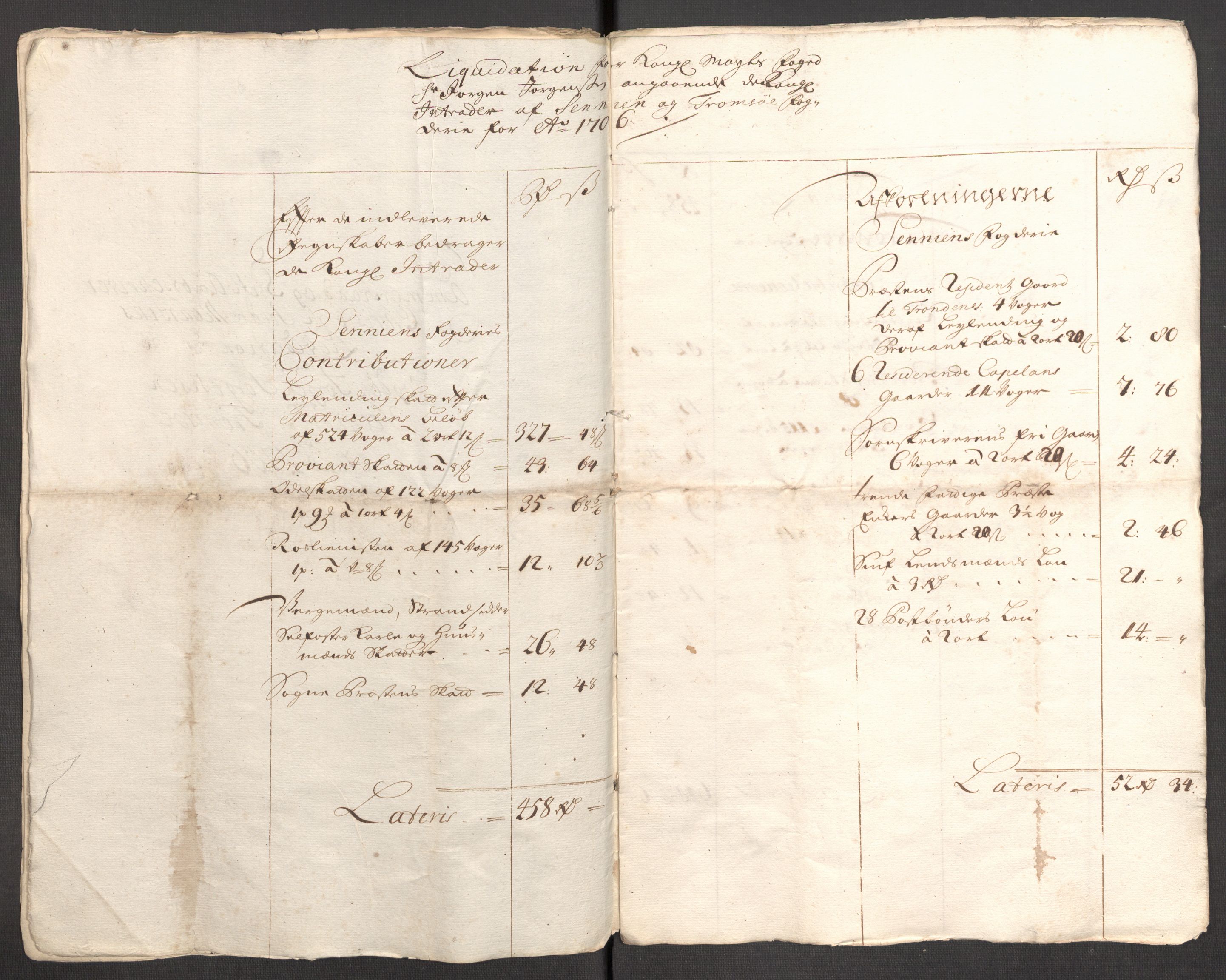 Rentekammeret inntil 1814, Reviderte regnskaper, Fogderegnskap, AV/RA-EA-4092/R68/L4756: Fogderegnskap Senja og Troms, 1705-1707, s. 88