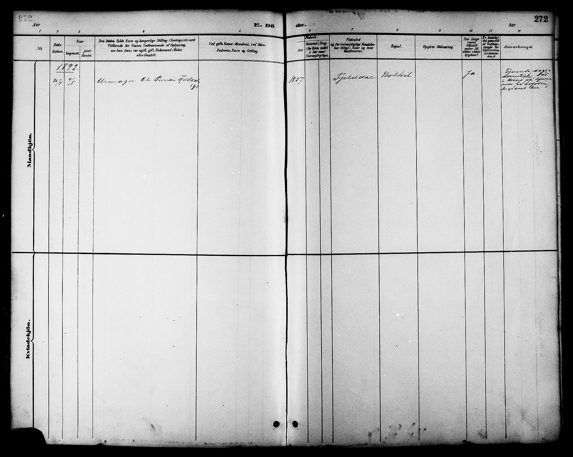 Ministerialprotokoller, klokkerbøker og fødselsregistre - Nordland, AV/SAT-A-1459/814/L0230: Klokkerbok nr. 814C03, 1884-1911, s. 272