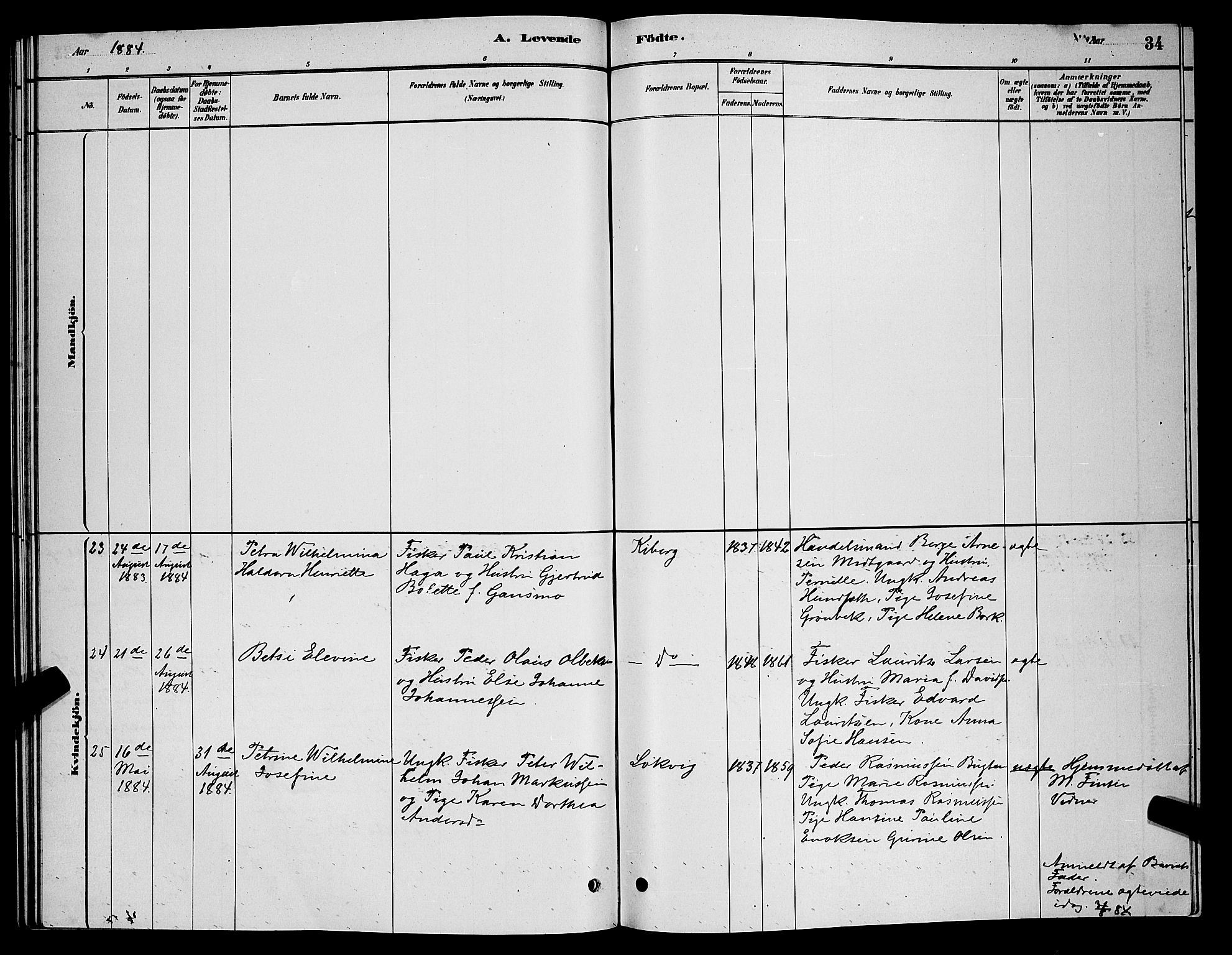 Vardø sokneprestkontor, AV/SATØ-S-1332/H/Hb/L0006klokker: Klokkerbok nr. 6, 1879-1887, s. 34