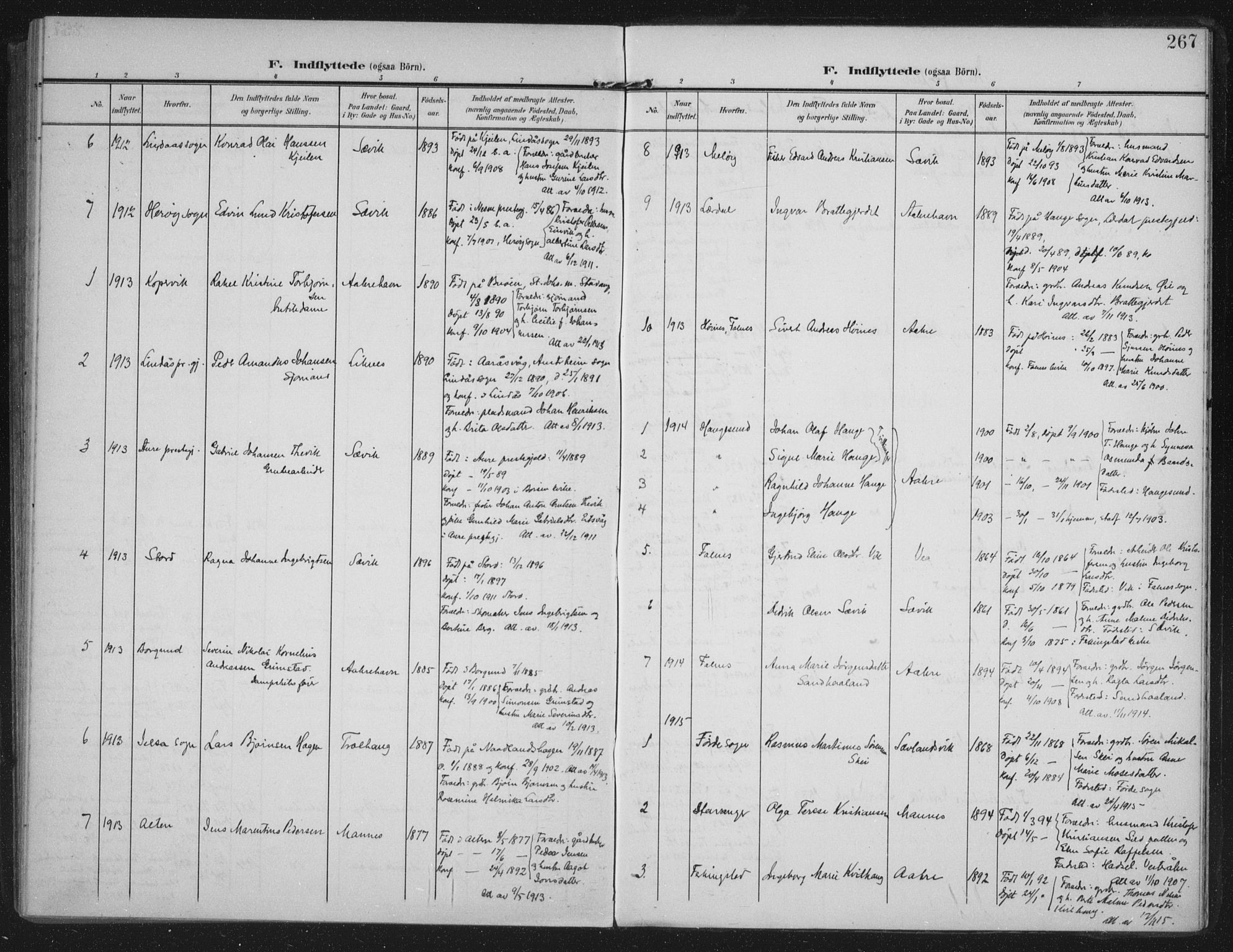 Kopervik sokneprestkontor, SAST/A-101850/H/Ha/Haa/L0005: Ministerialbok nr. A 5, 1906-1924, s. 267