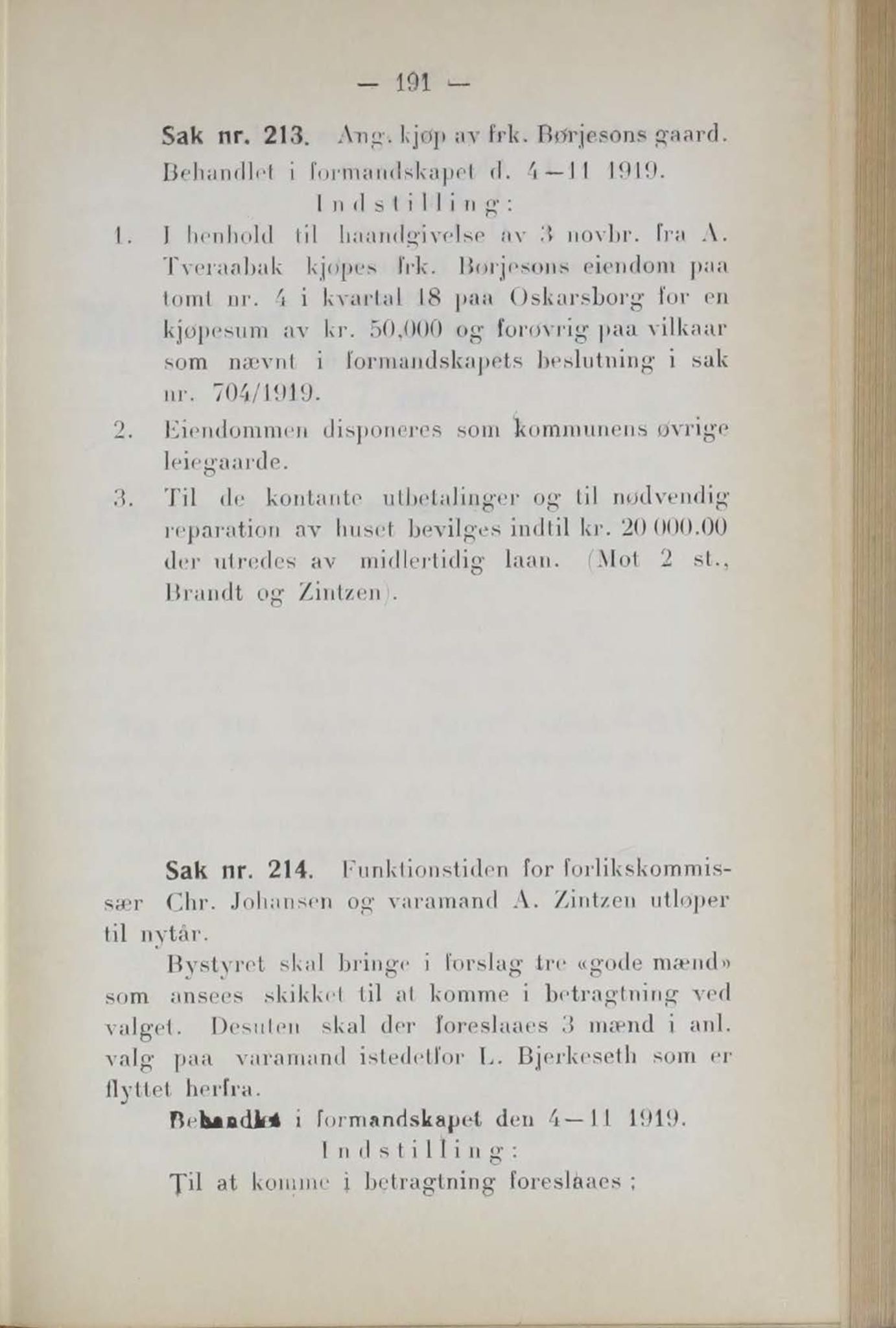 Narvik kommune. Formannskap , AIN/K-18050.150/A/Ab/L0009: Møtebok, 1919