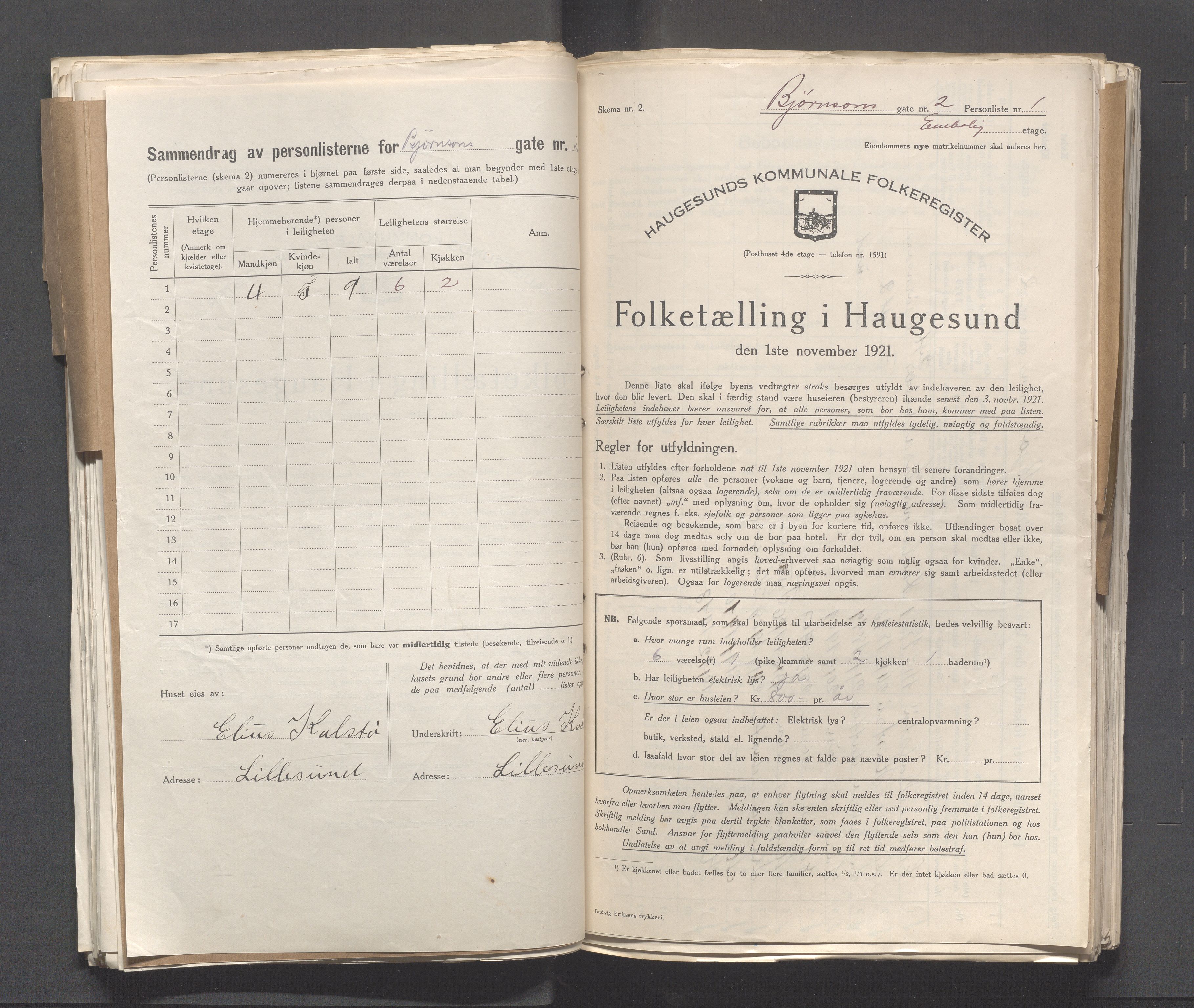 IKAR, Kommunal folketelling 1.11.1921 for Haugesund, 1921, s. 171