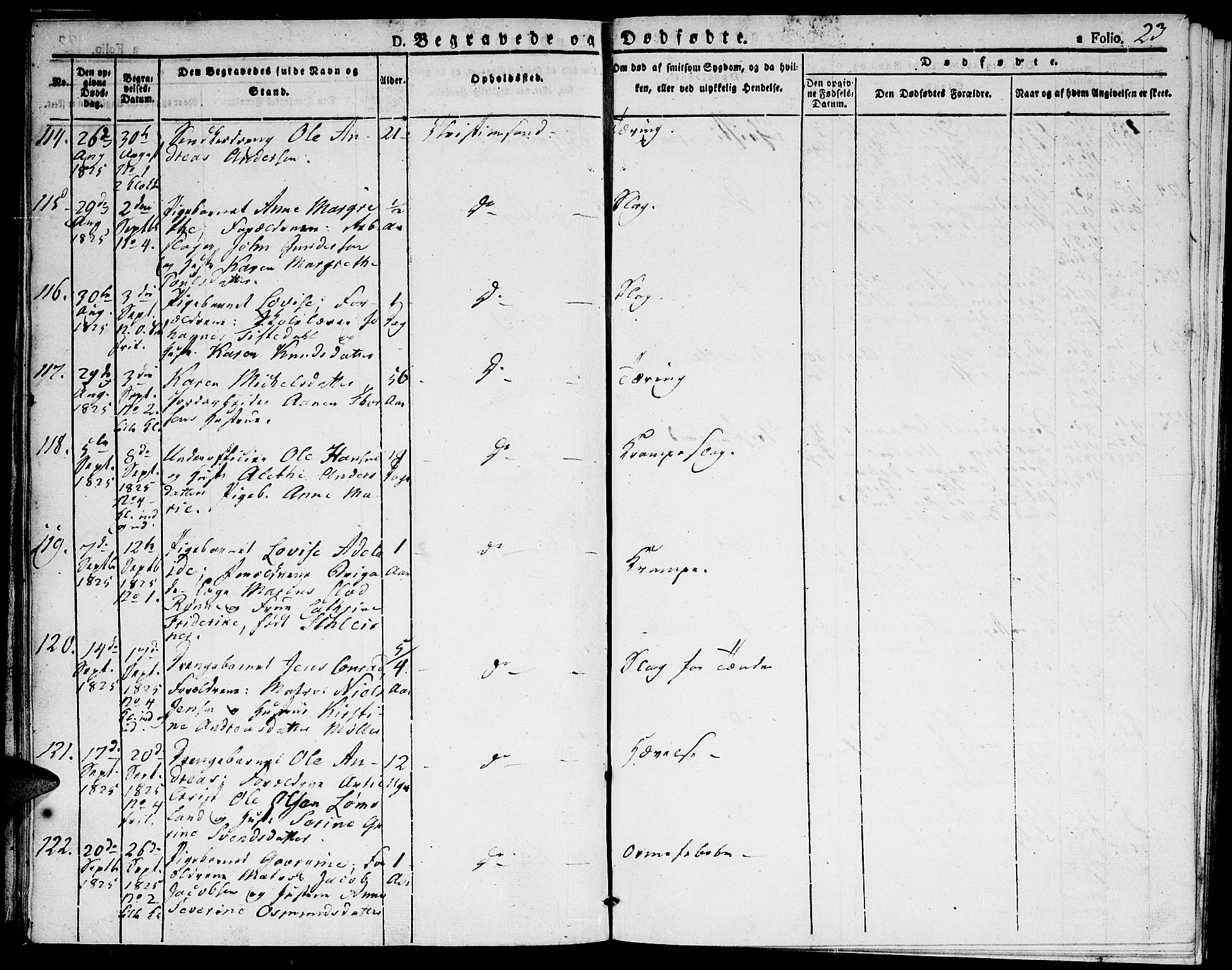 Kristiansand domprosti, AV/SAK-1112-0006/F/Fa/L0010: Ministerialbok nr. A 10, 1824-1827, s. 23