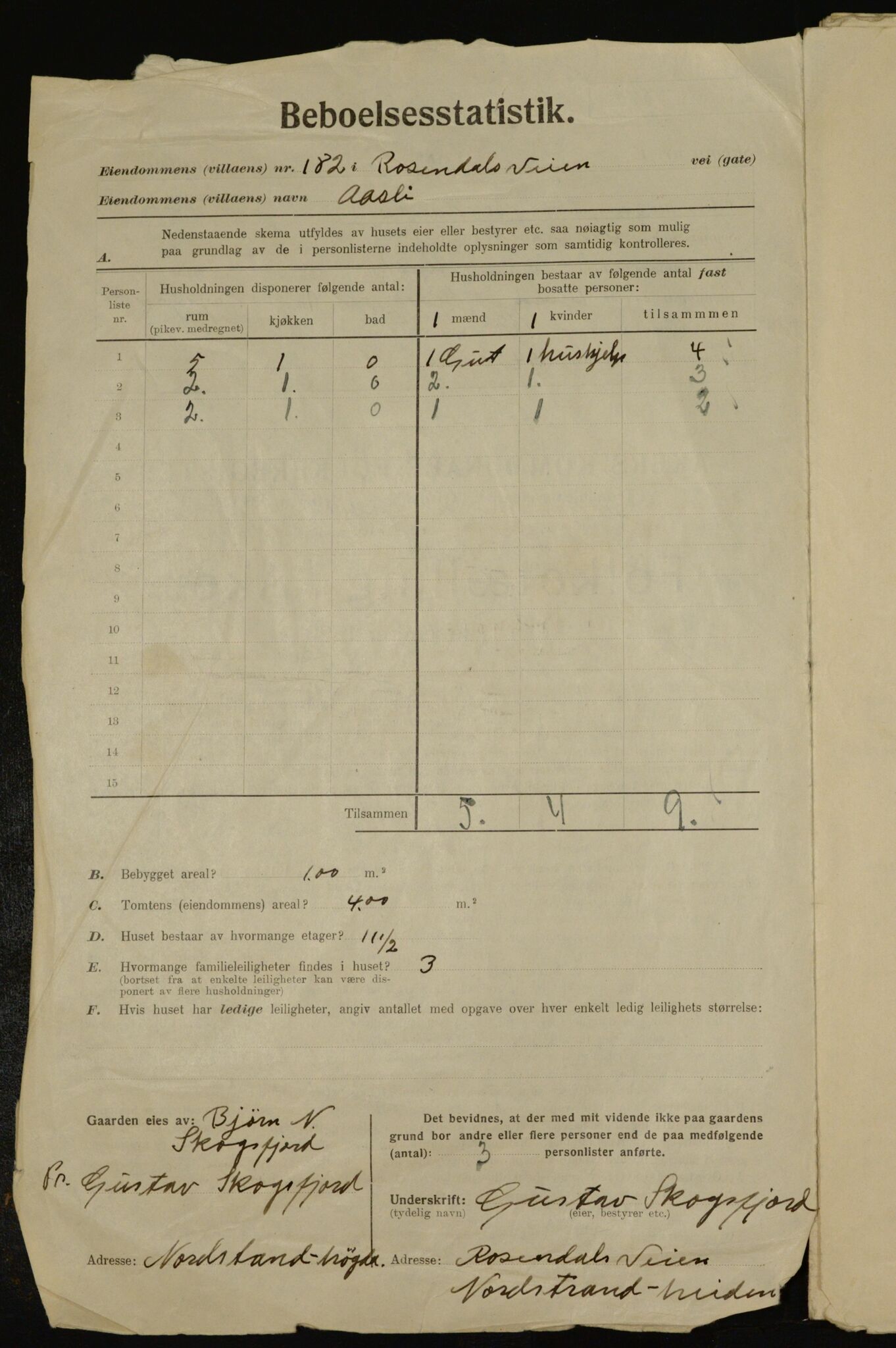 , Kommunal folketelling 1.12.1923 for Aker, 1923, s. 44510