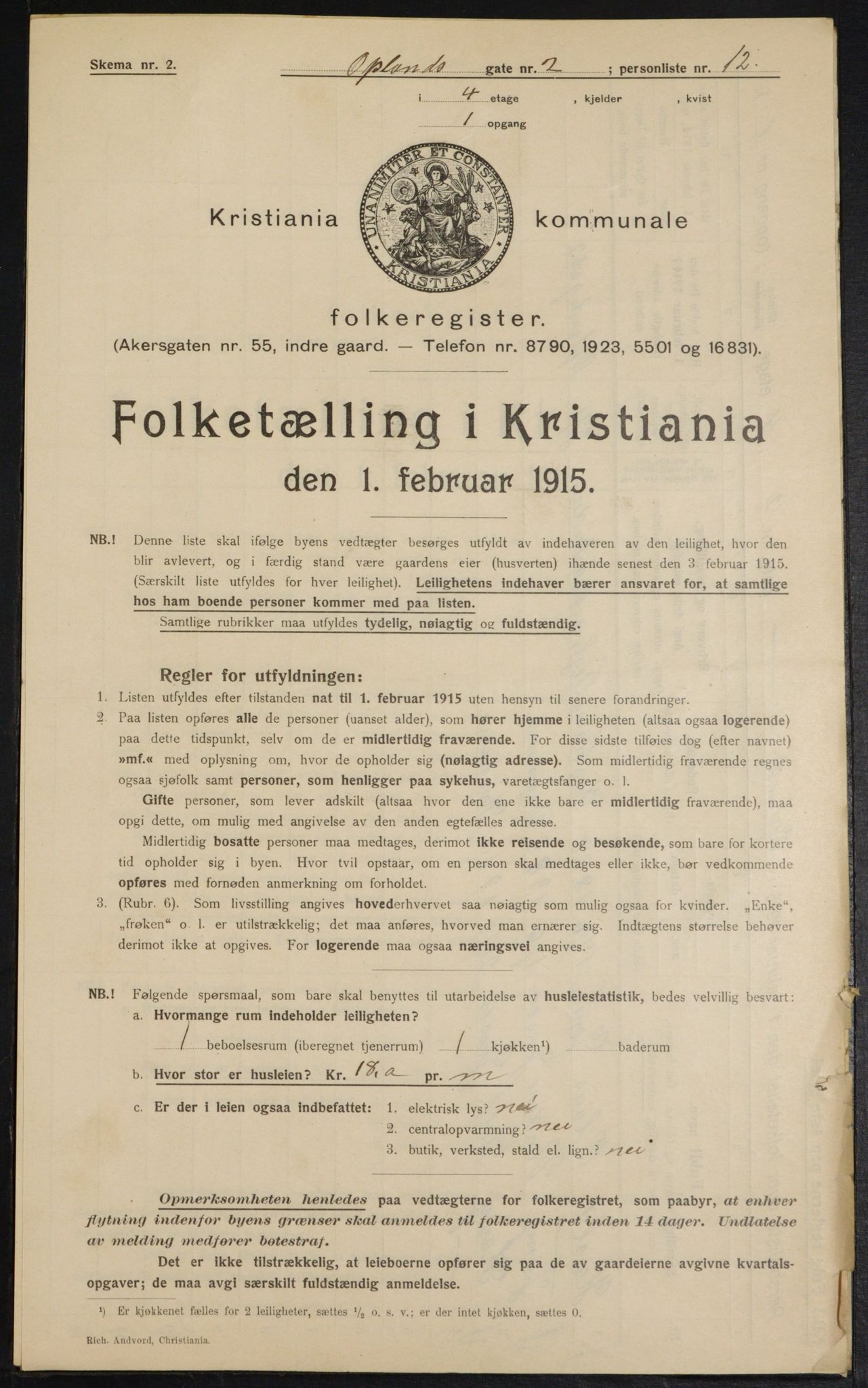 OBA, Kommunal folketelling 1.2.1915 for Kristiania, 1915, s. 75252