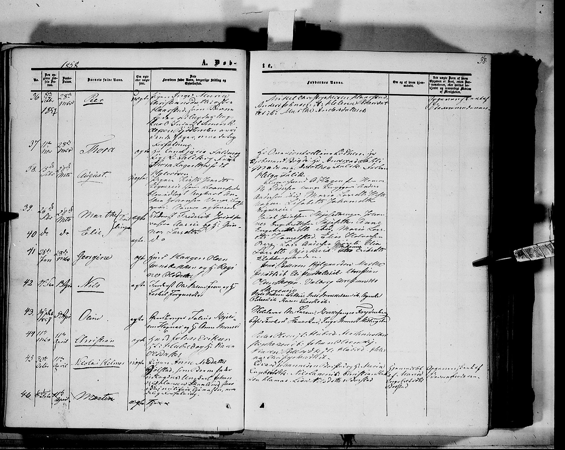Vang prestekontor, Hedmark, AV/SAH-PREST-008/H/Ha/Haa/L0012: Ministerialbok nr. 12, 1855-1870, s. 38
