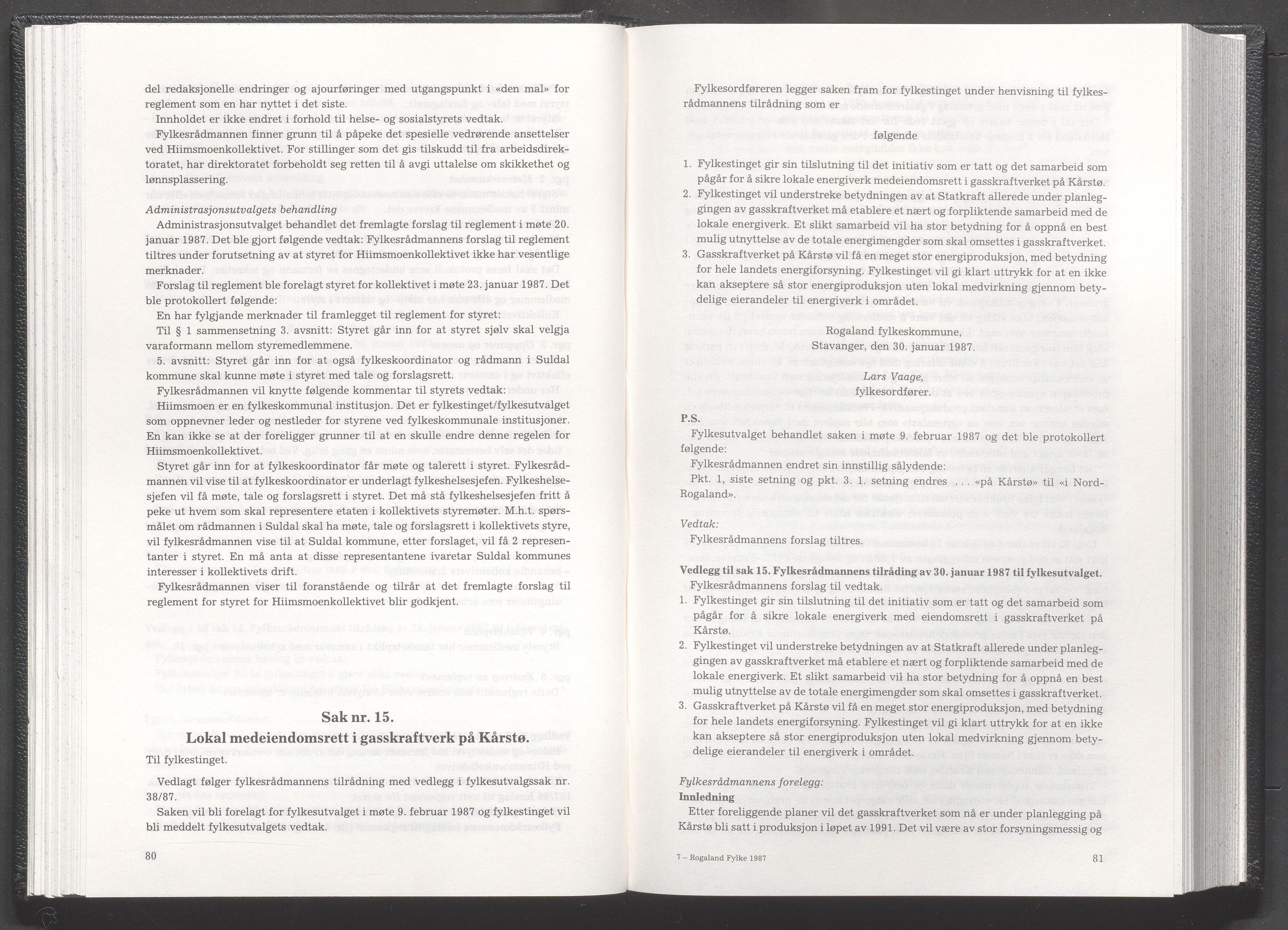 Rogaland fylkeskommune - Fylkesrådmannen , IKAR/A-900/A/Aa/Aaa/L0107: Møtebok , 1987, s. 80-81
