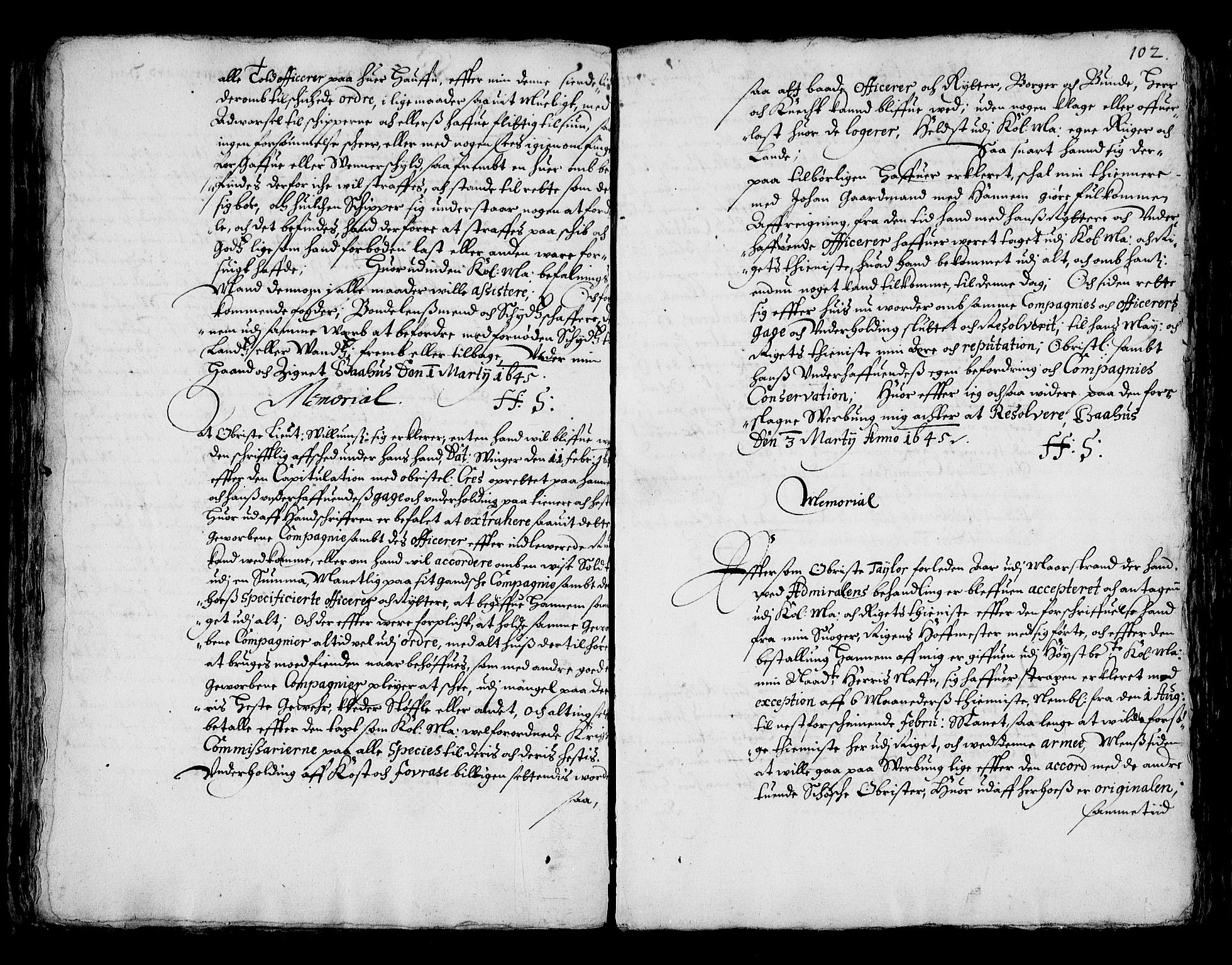 Stattholderembetet 1572-1771, RA/EA-2870/Ba/L0001: Hannibal Sehested kopibok, 1645, s. 101b-102a