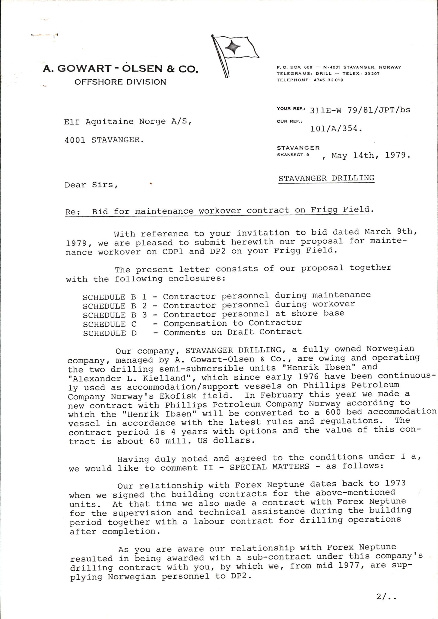 Pa 1503 - Stavanger Drilling AS, AV/SAST-A-101906/2/E/Ea/Eaa/L0005: Sak og korrespondanse, 1976-1980
